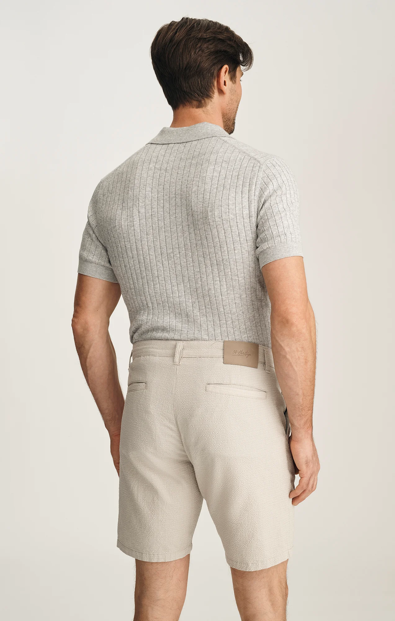 Arizona Slim Shorts In Stone Seersucker - Image 3