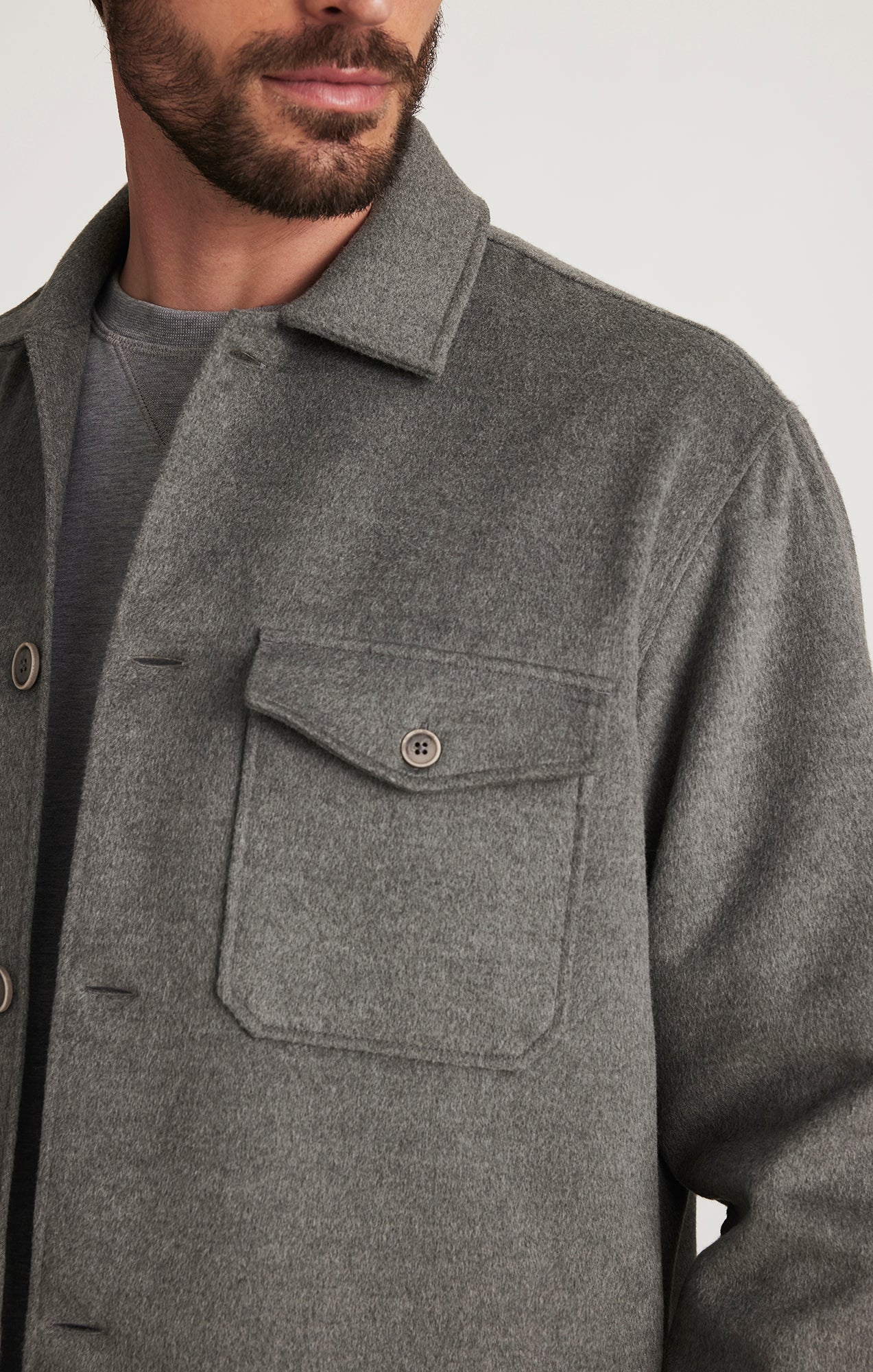 Button Down Overshirt in Grey - Image 2