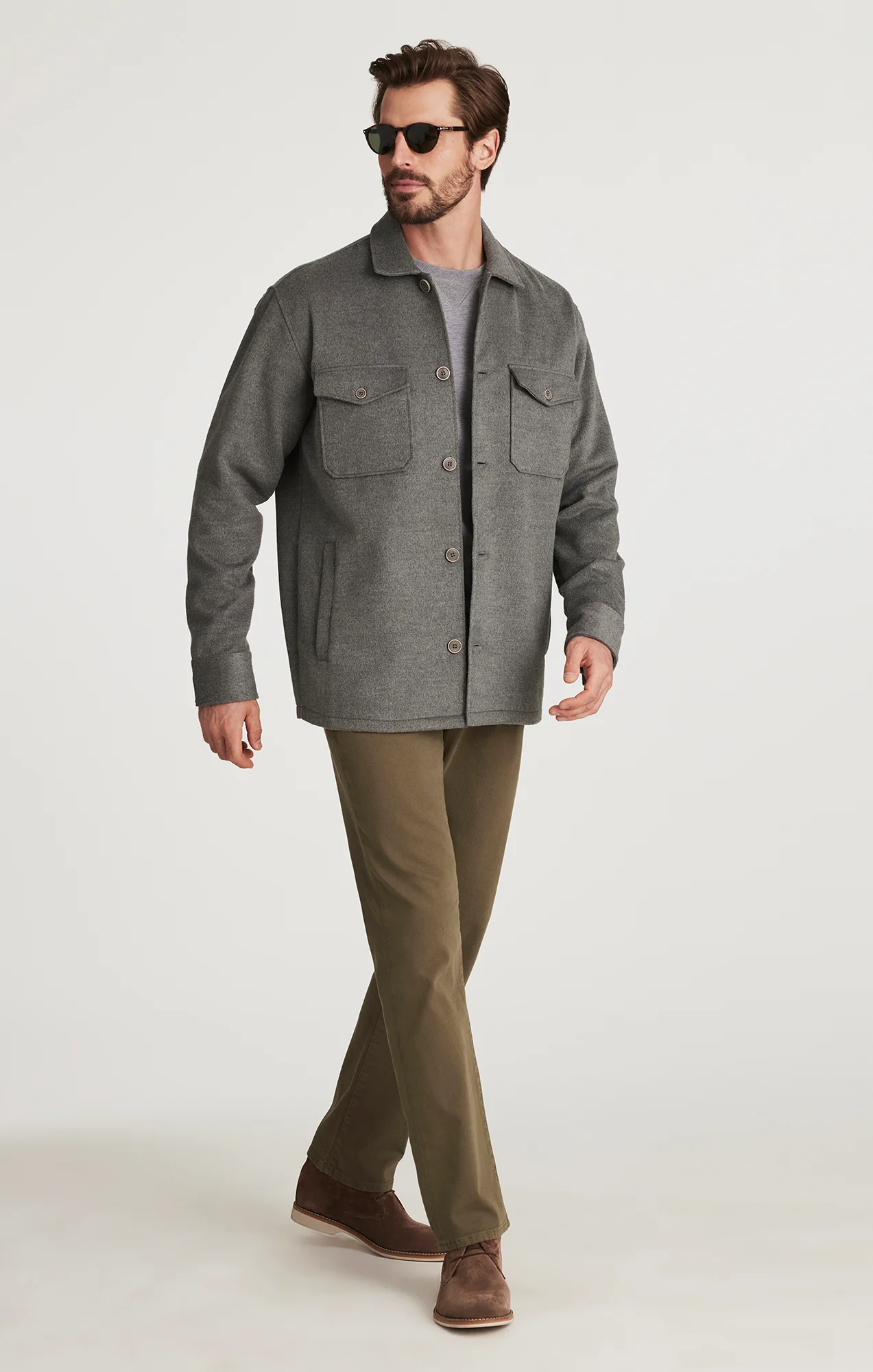 Button Down Overshirt in Grey - Image 4