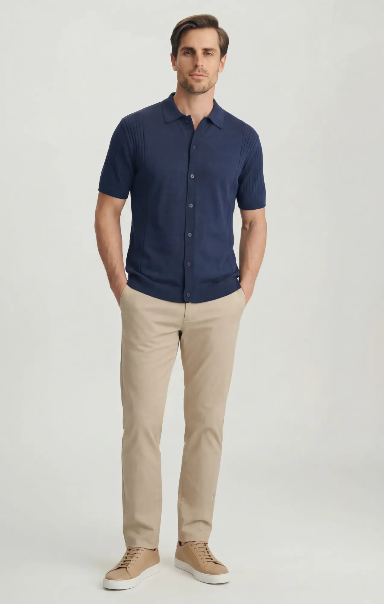 Button Down Sweater In Dress Blues - Image 4