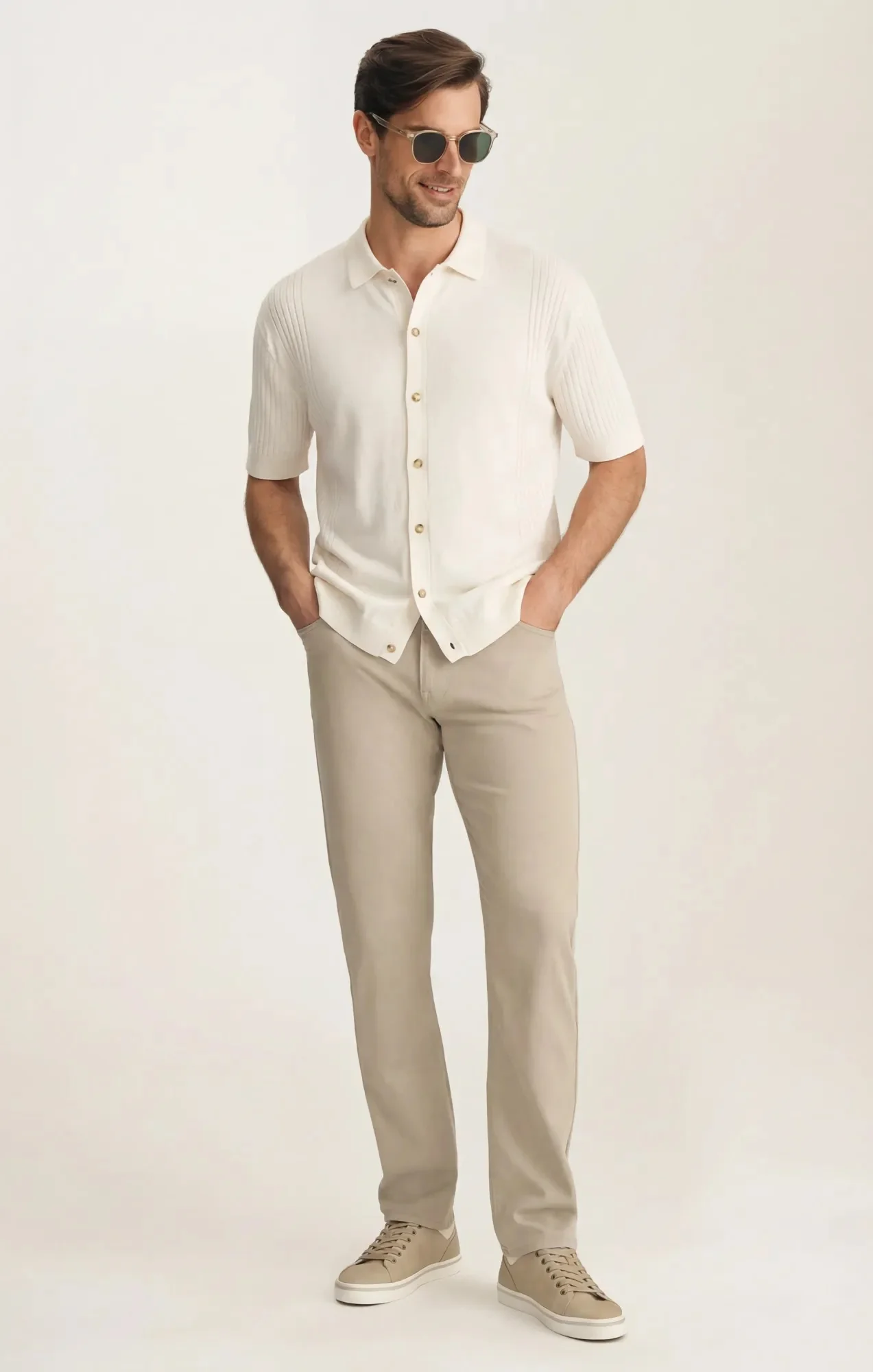 Button Down Sweater In Silver Birch - Image 3