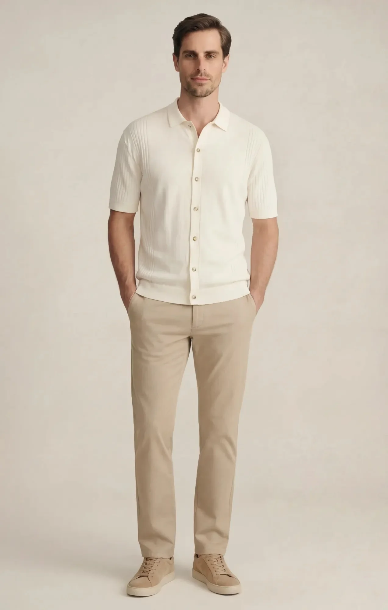 Button Down Sweater In Silver Birch - Image 4