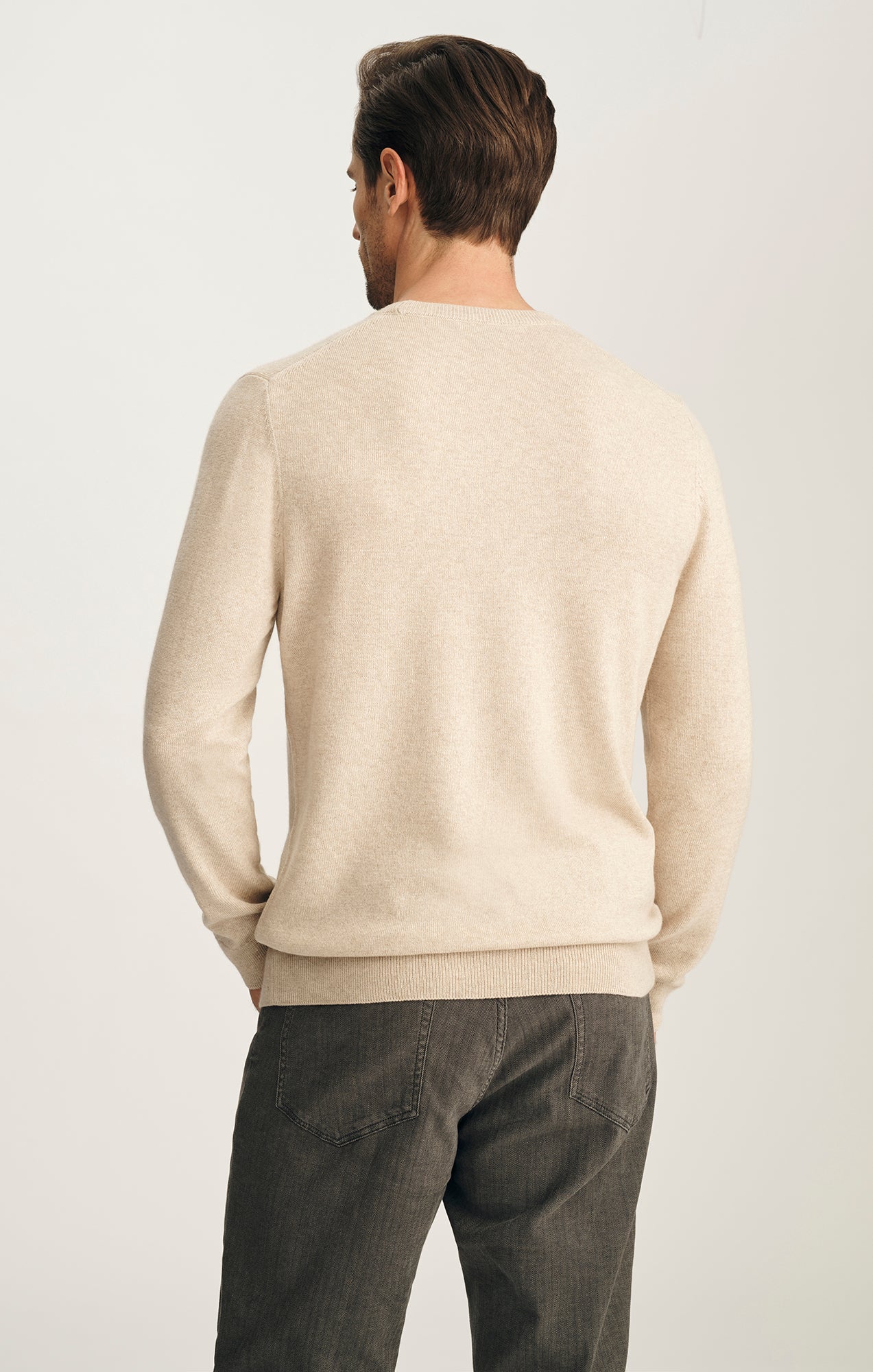 Cashmere Crew Neck Sweater In Beige - Image 3