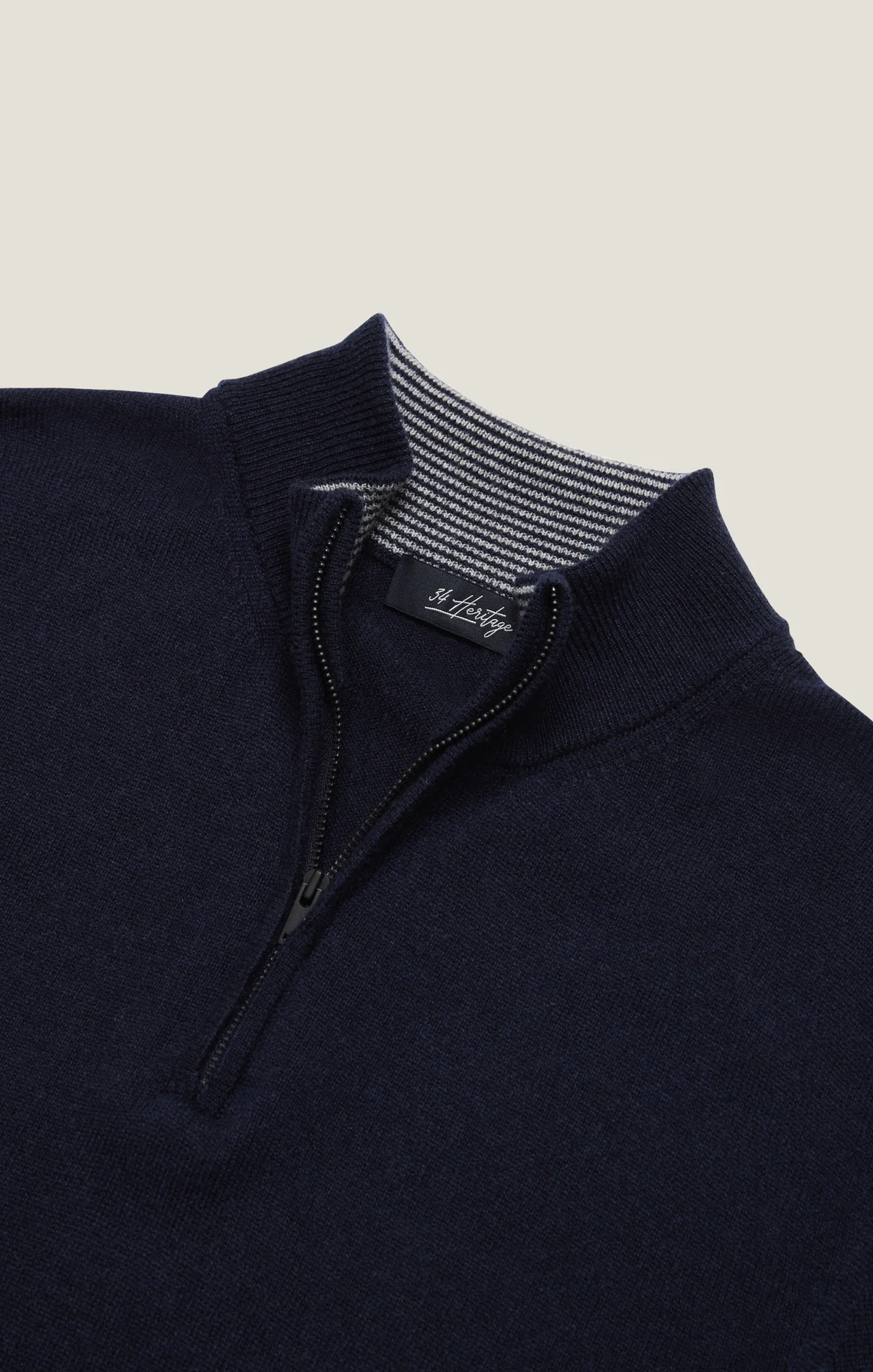 Cashmere Quarter Zip Sweater In Dark Navy - Image 12