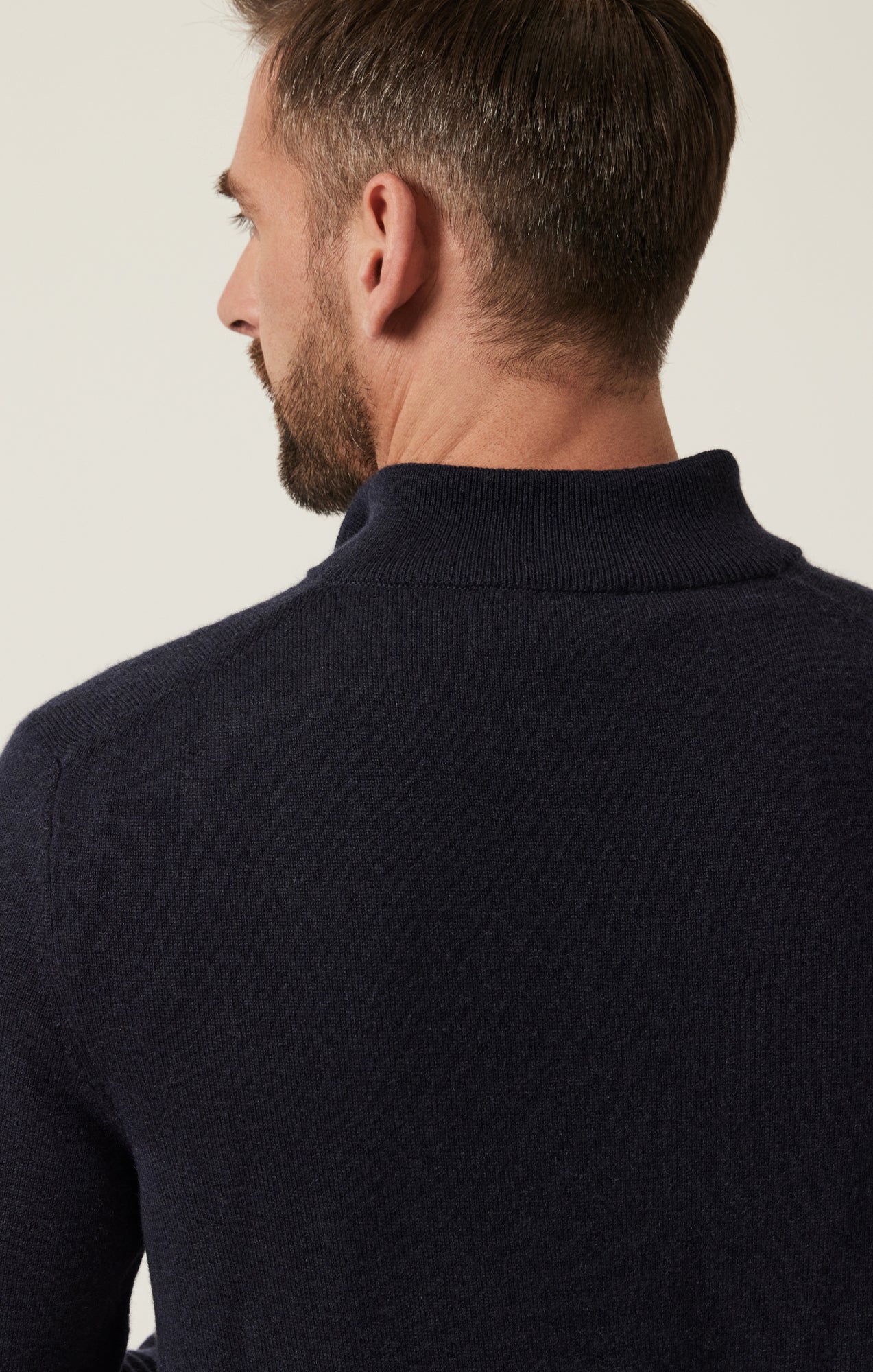 Cashmere Quarter Zip Sweater In Dark Navy - Image 5