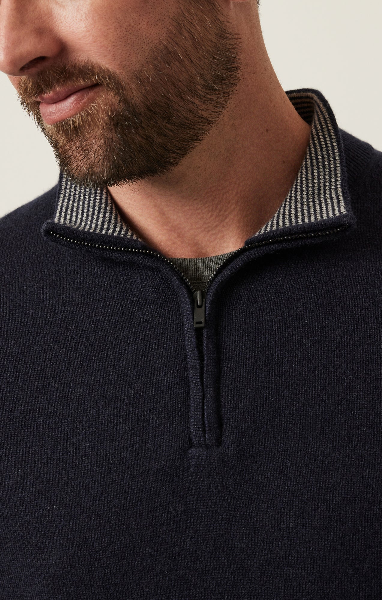 Cashmere Quarter Zip Sweater In Dark Navy - Image 6