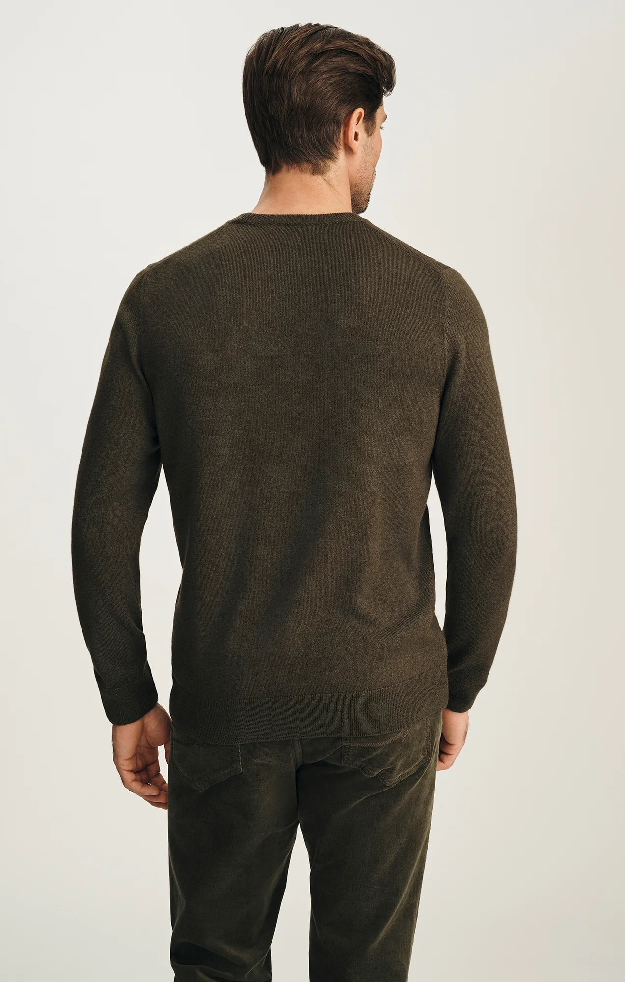 Cashmere Crew Neck Sweater In Khaki - Image 3
