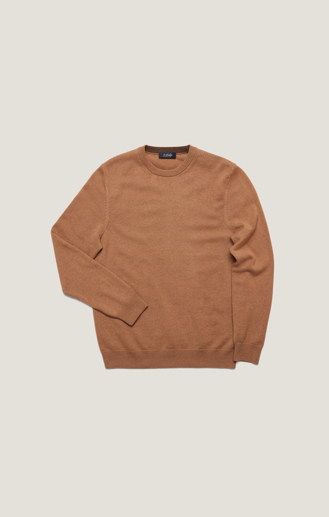 Cashmere Crew Neck Sweater In Tobacco - Image 8