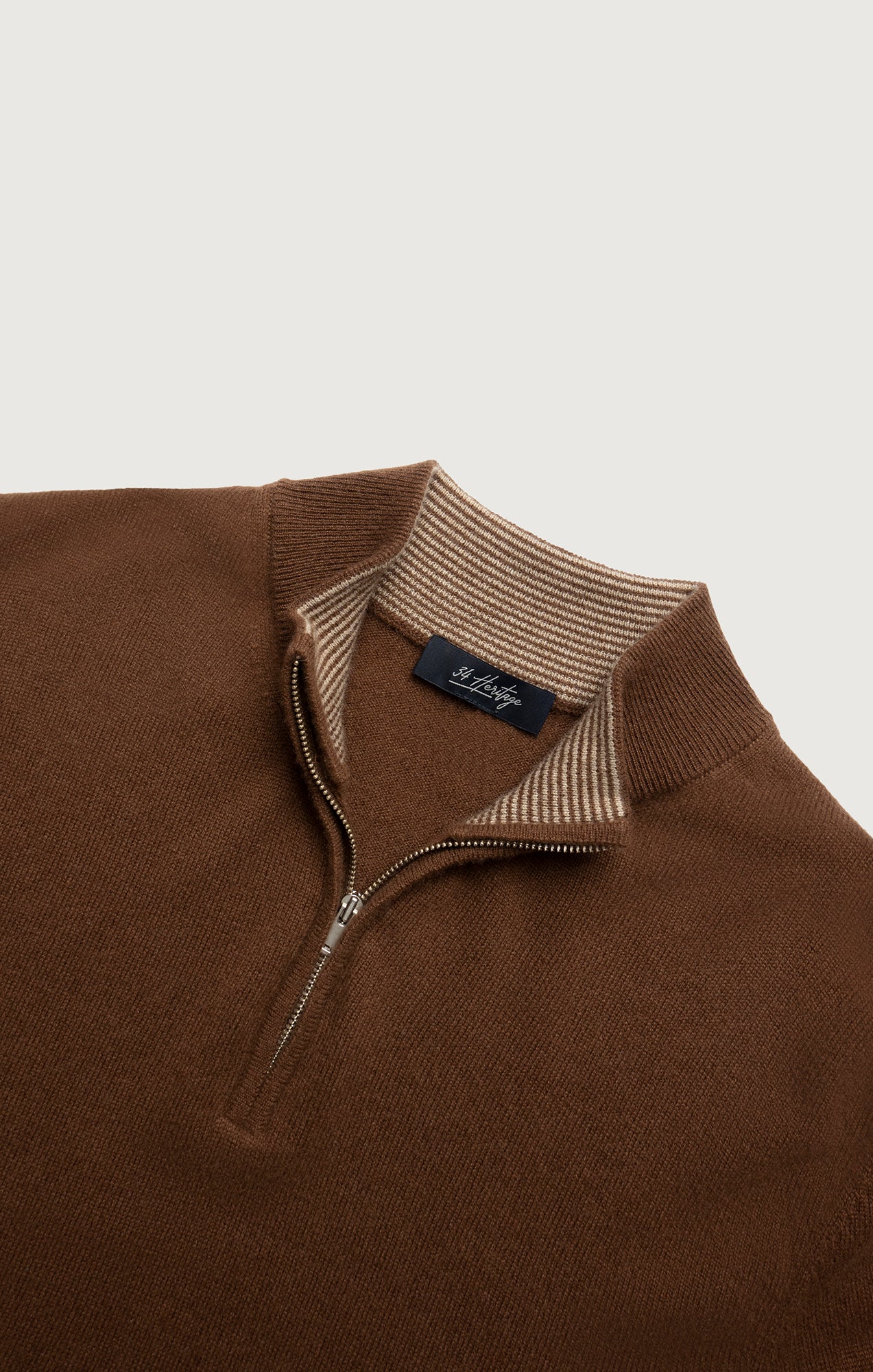 Cashmere Quarter Zip Sweater In Brown - Image 7