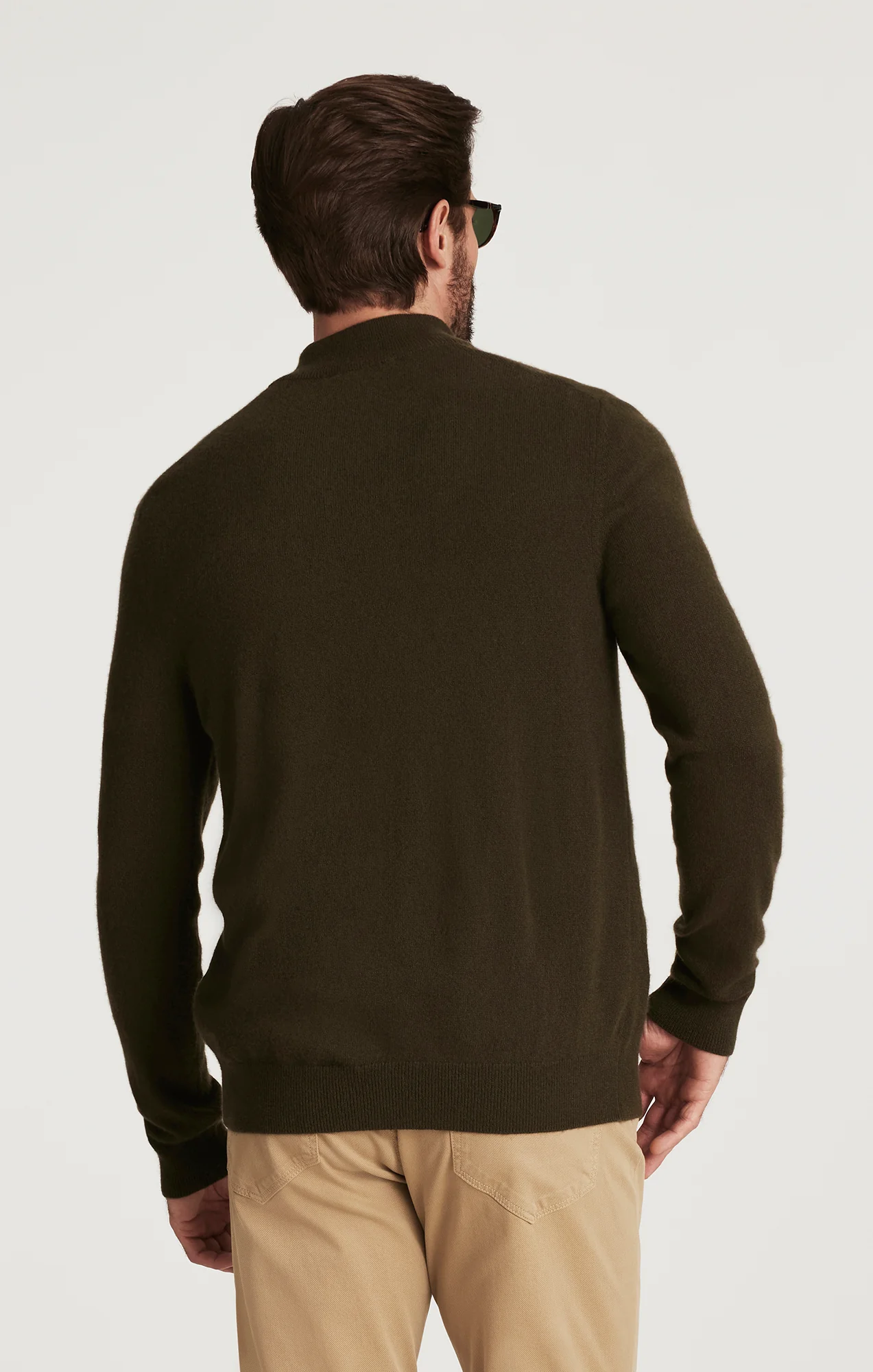 Cashmere Quarter Zip Sweater In Khaki - Image 3