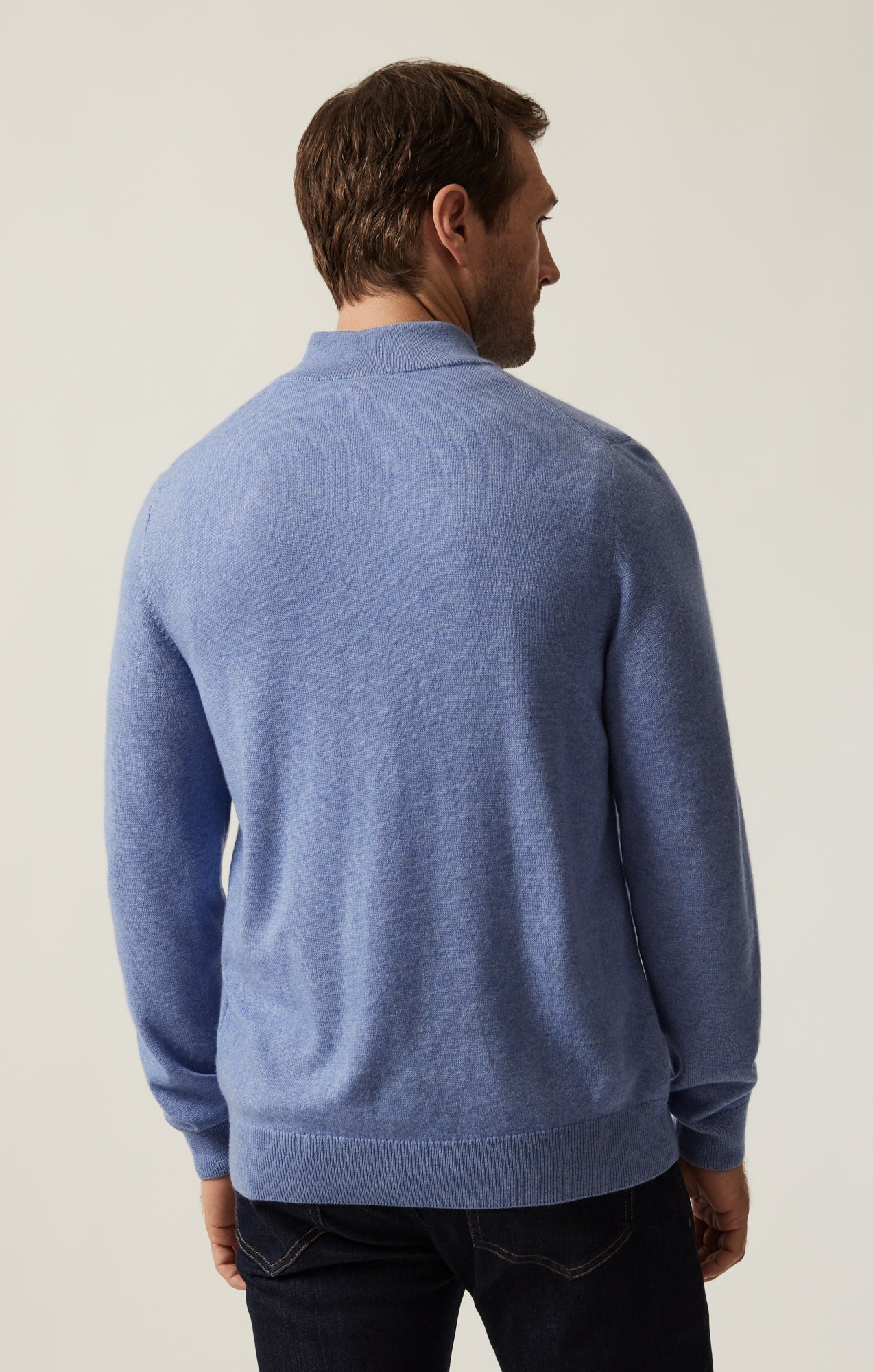 Cashmere Quarter Zip Sweater In Skipper Blue - Image 4