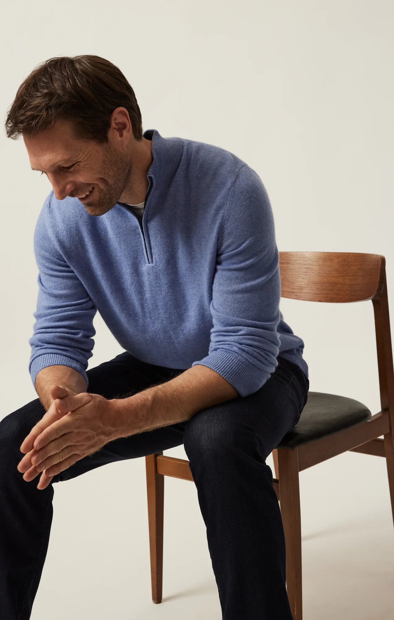 Cashmere Quarter Zip Sweater In Skipper Blue - Image 9