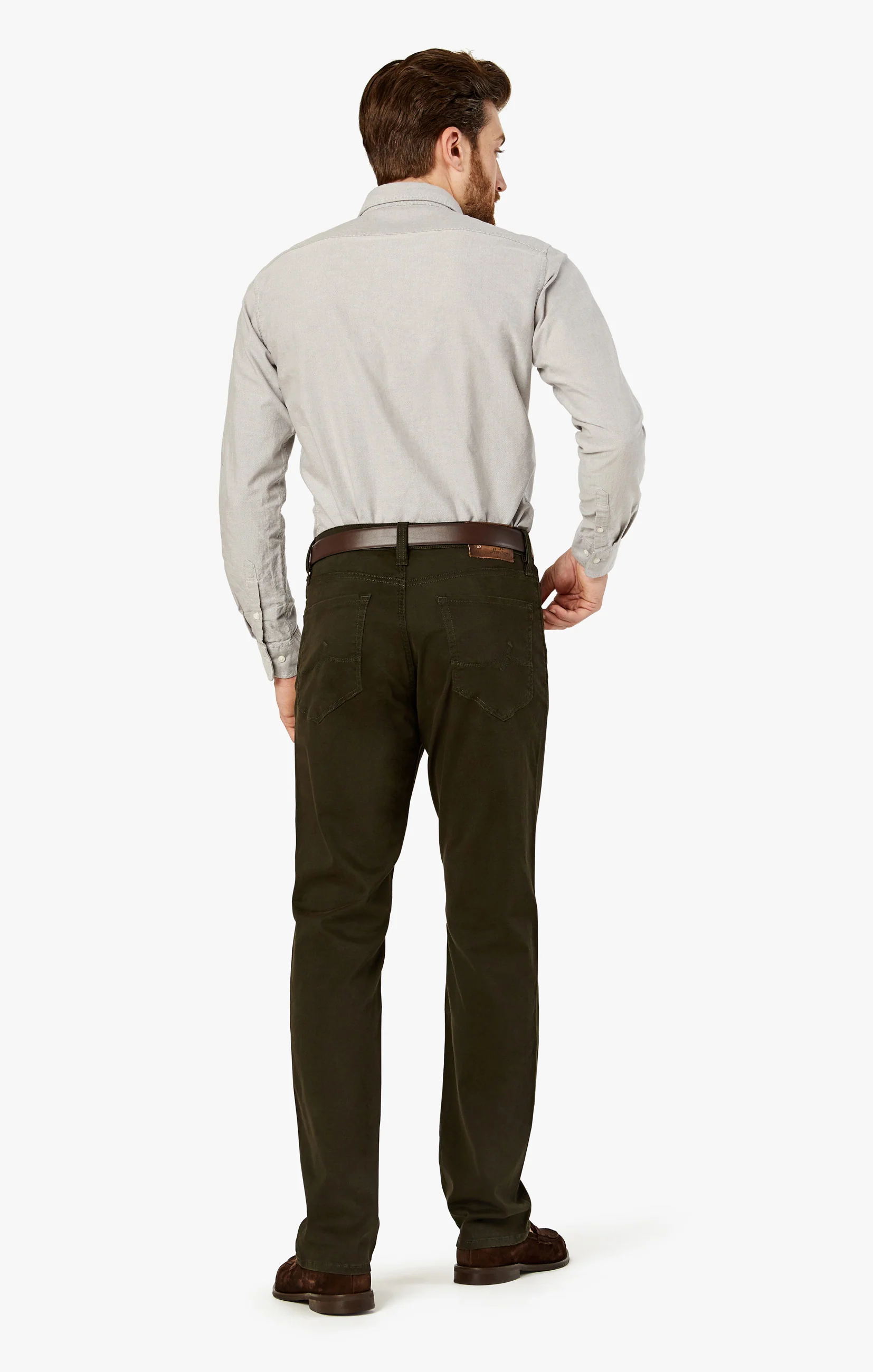 Charisma Relaxed Straight Pants in Dark Green Twill - Image 3