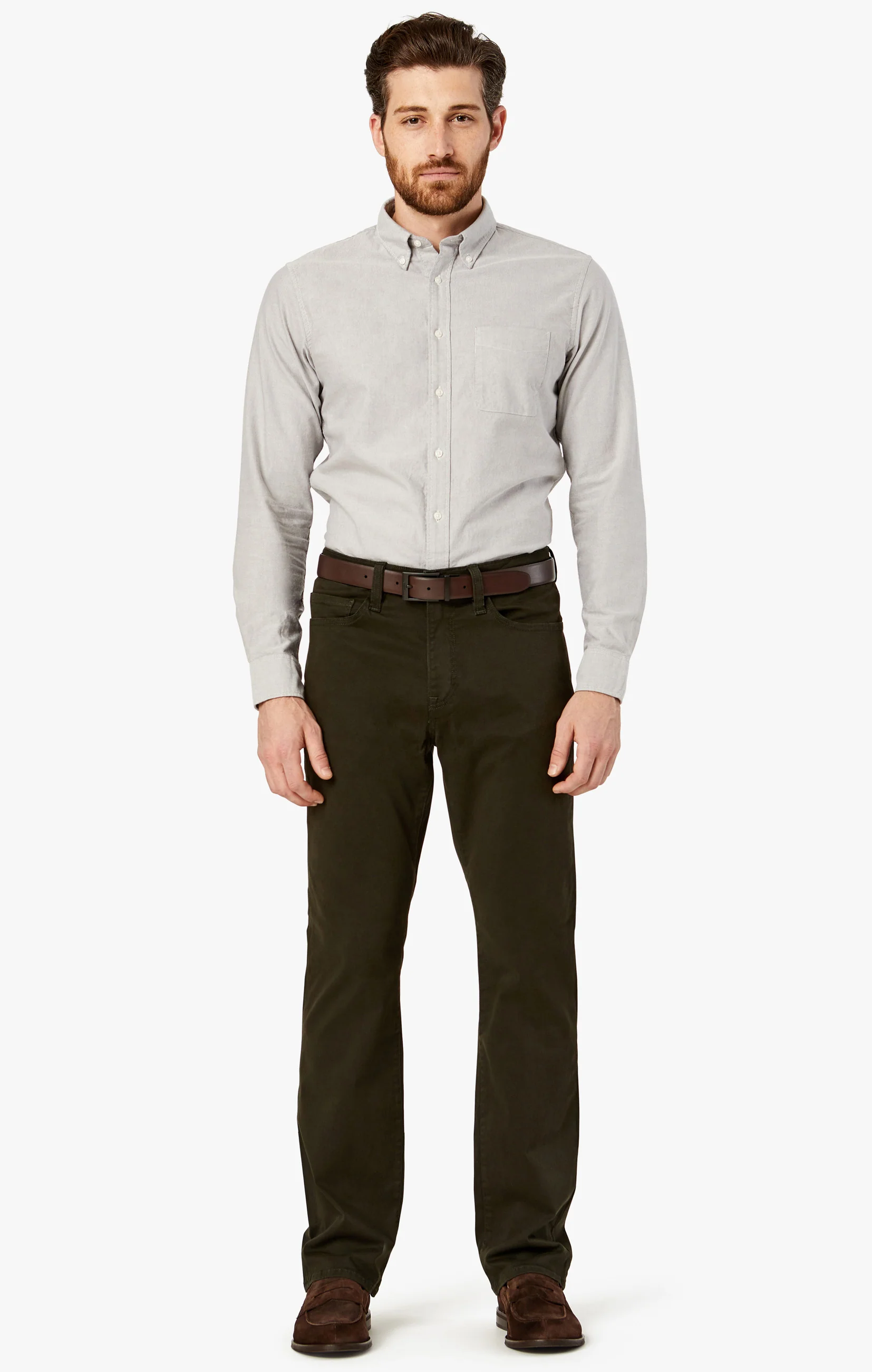 Charisma Relaxed Straight Pants in Dark Green Twill - Image 4