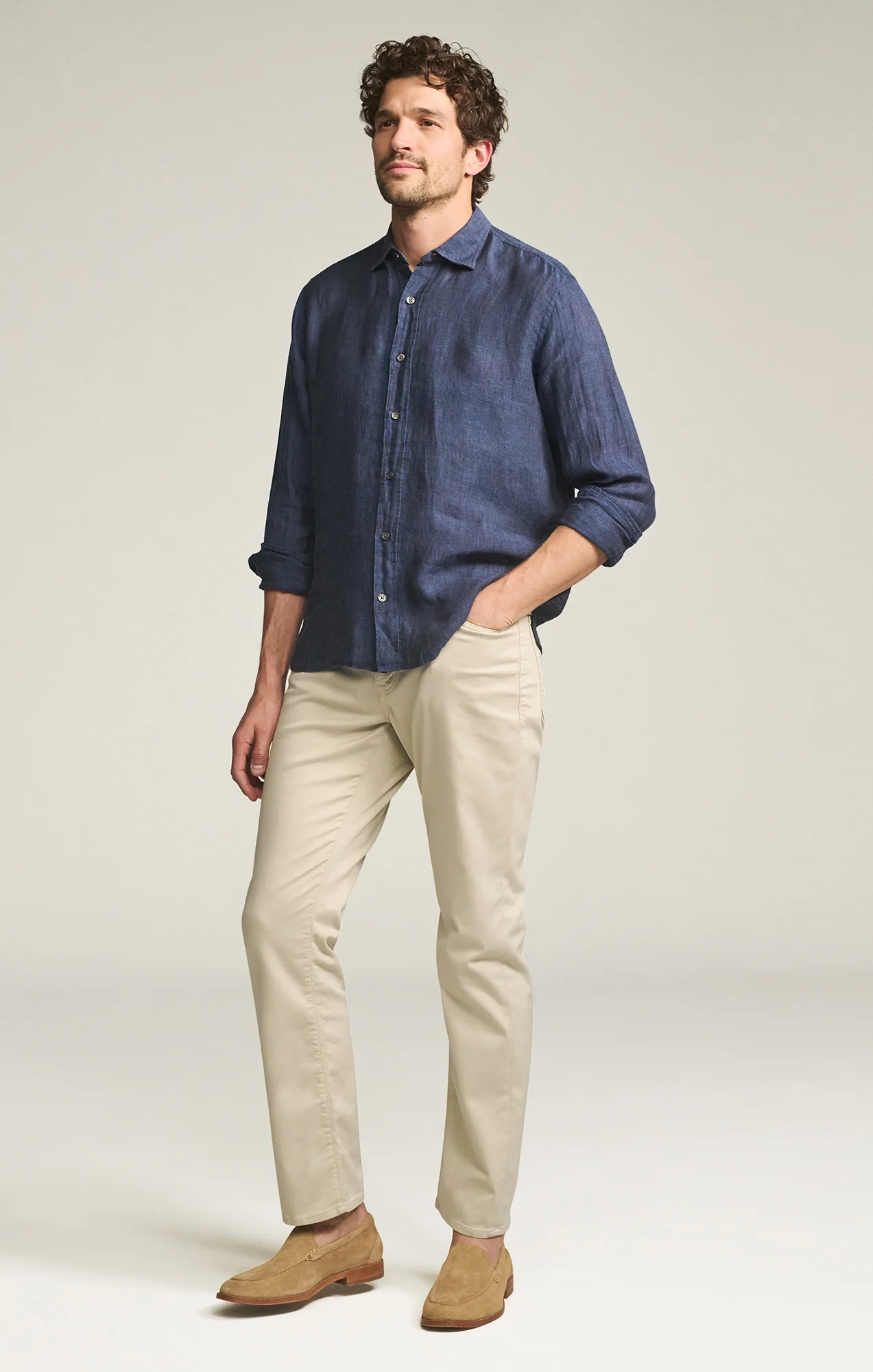 Charisma Relaxed Straight Leg Pants in Tan Coolmax - Image 4