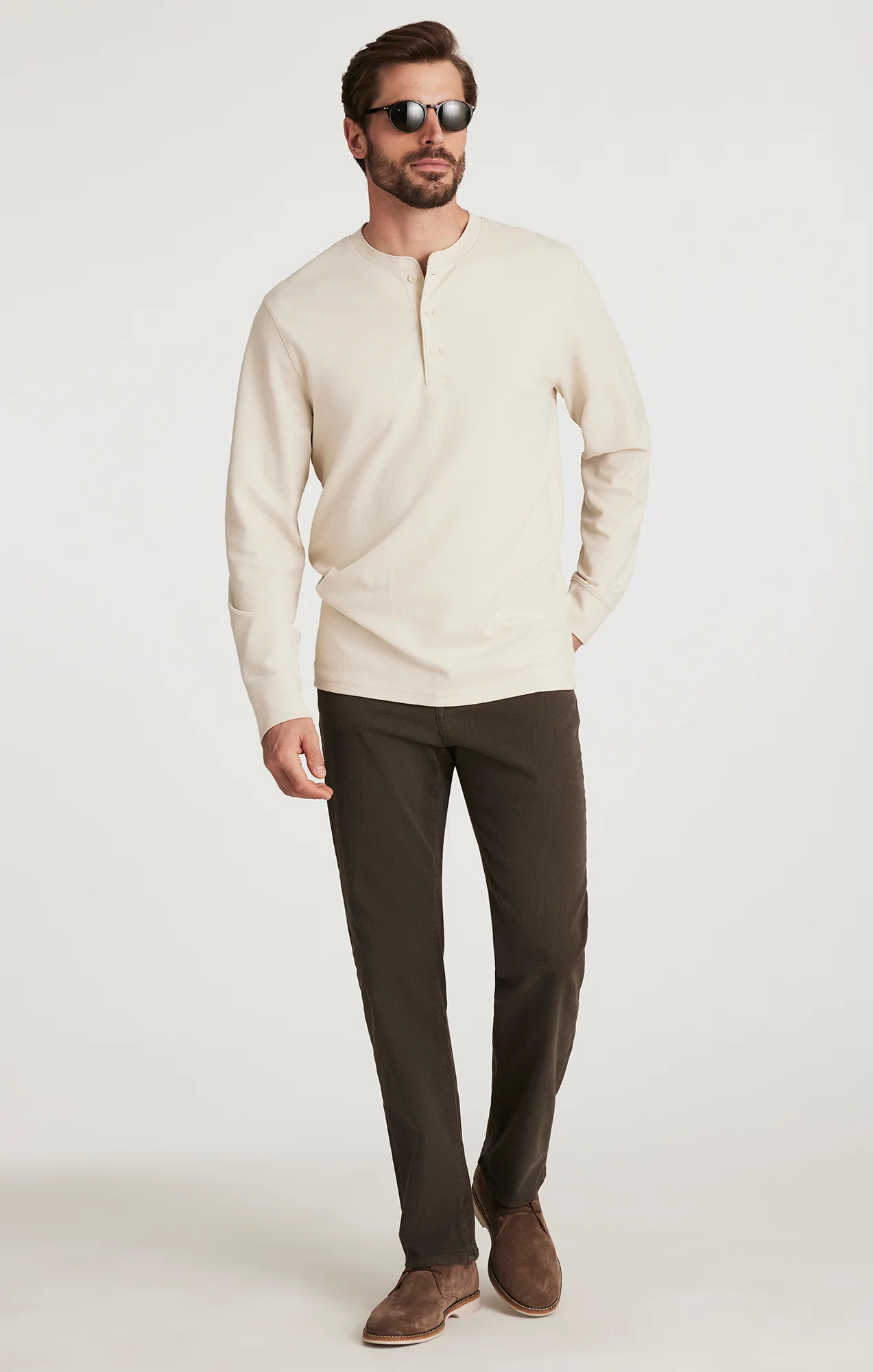 Charisma Relaxed Straight Pants in Brown Diagonal