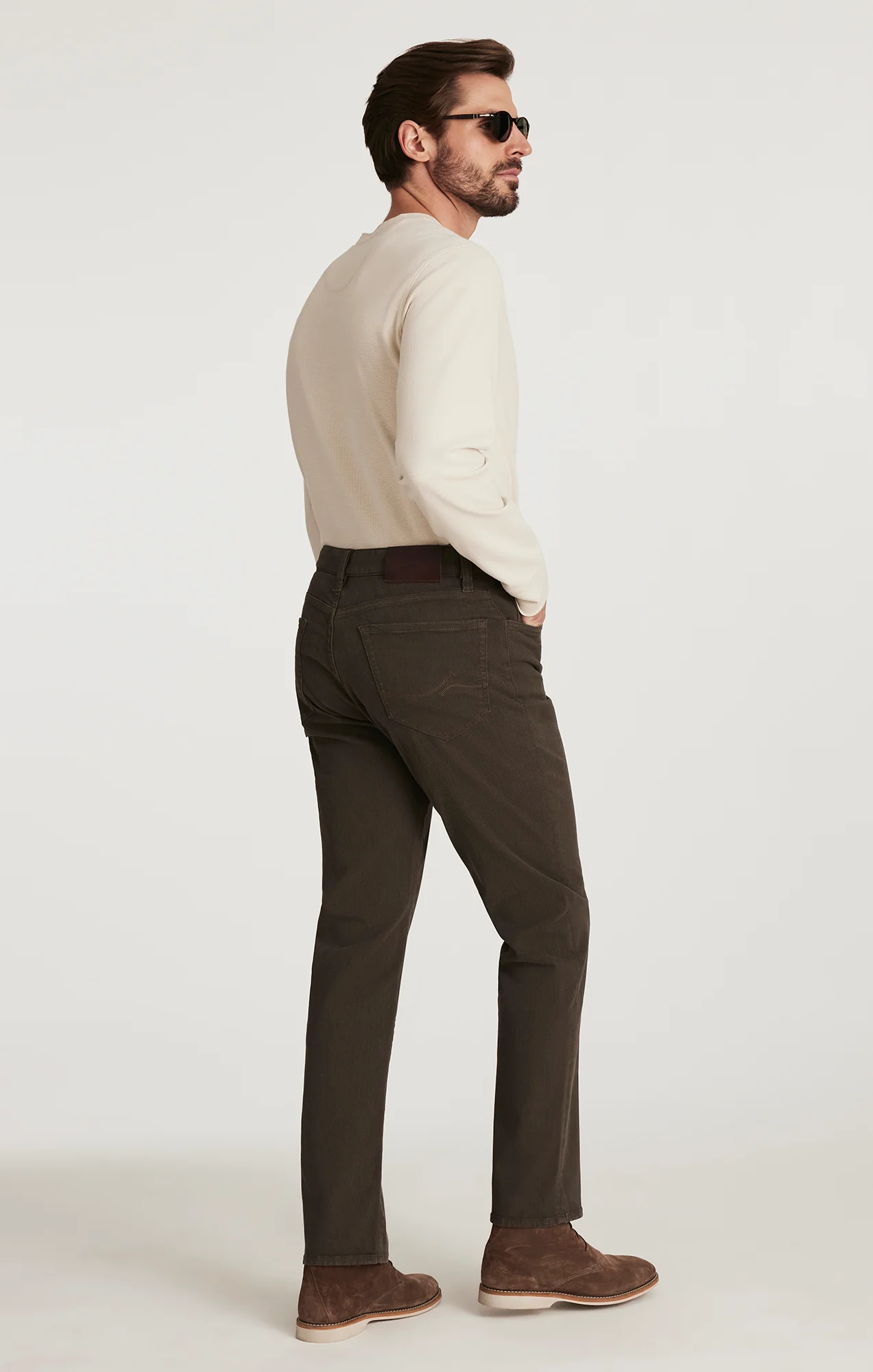 Charisma Relaxed Straight Pants in Brown Diagonal - Image 3
