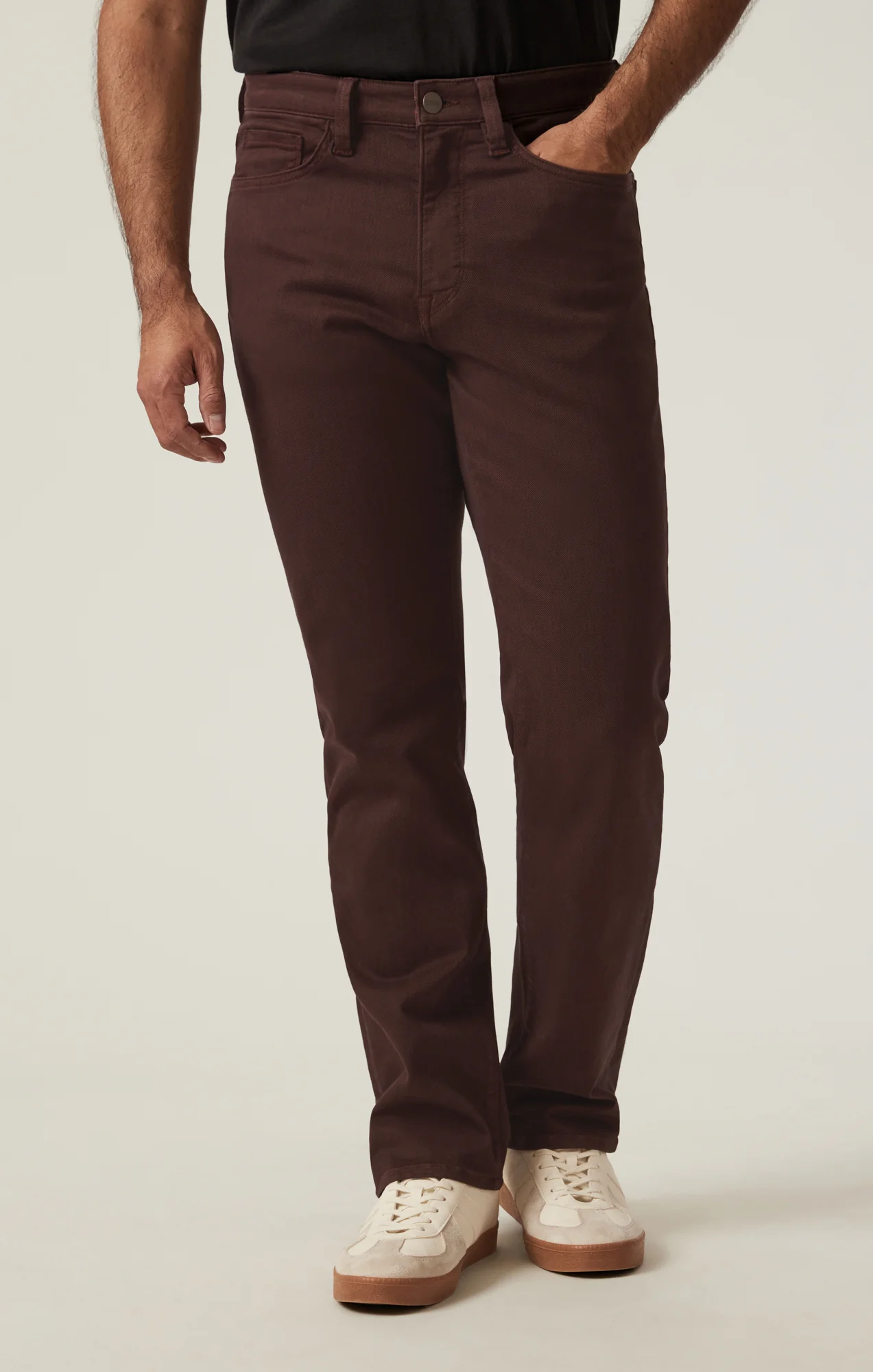 Charisma Relaxed Straight Pants in Burgundy Diagonal - Image 3