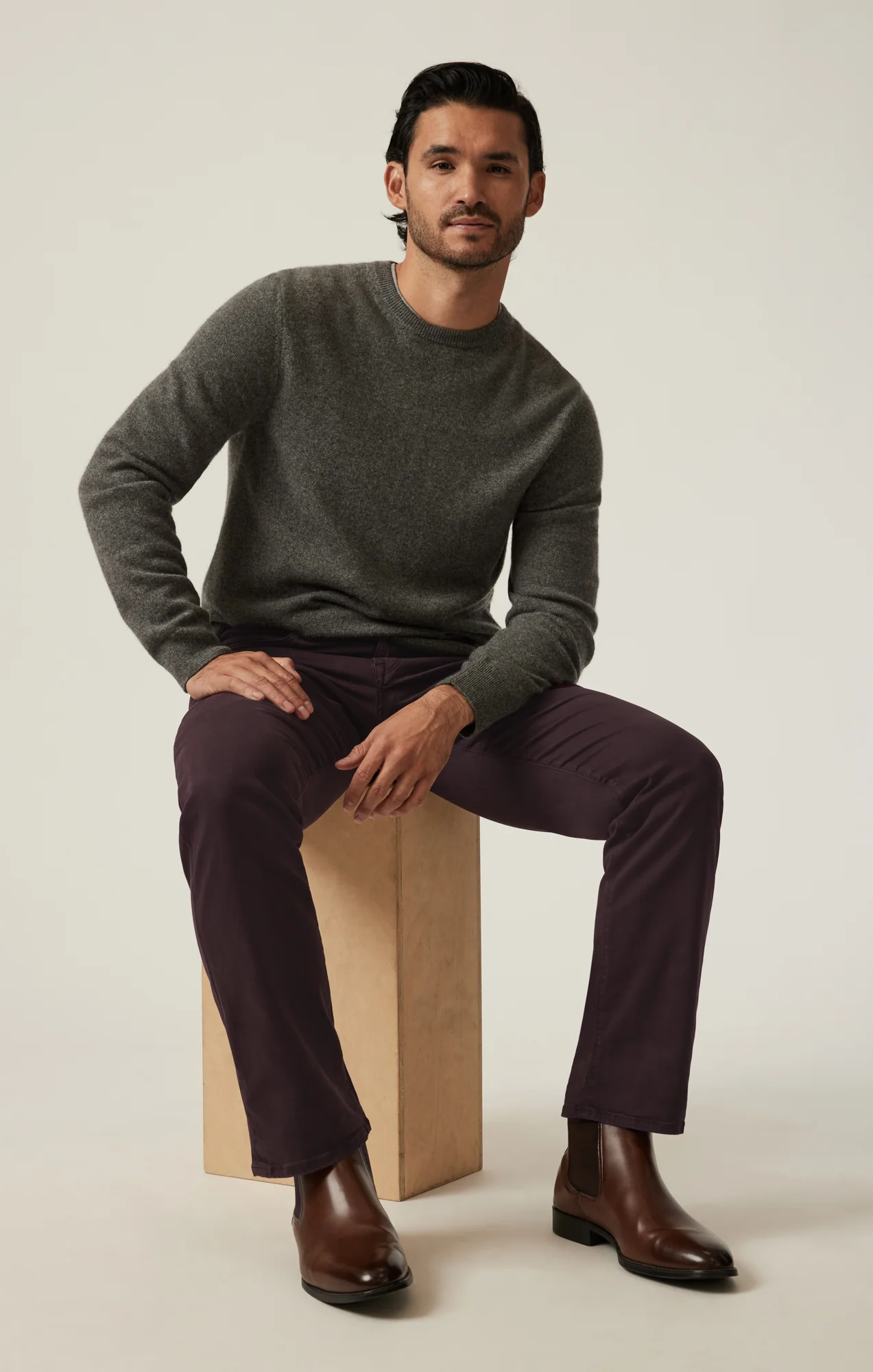 Charisma Relaxed Straight Pants in Burgundy Twill - Image 7
