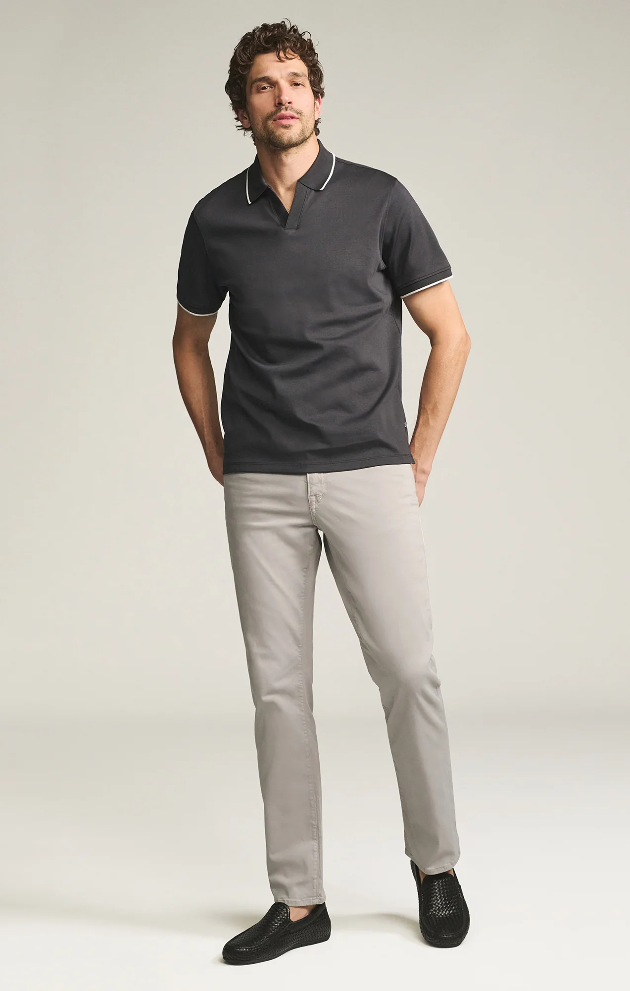 Charisma Relaxed Straight Pants in Cement Twill - Image 6