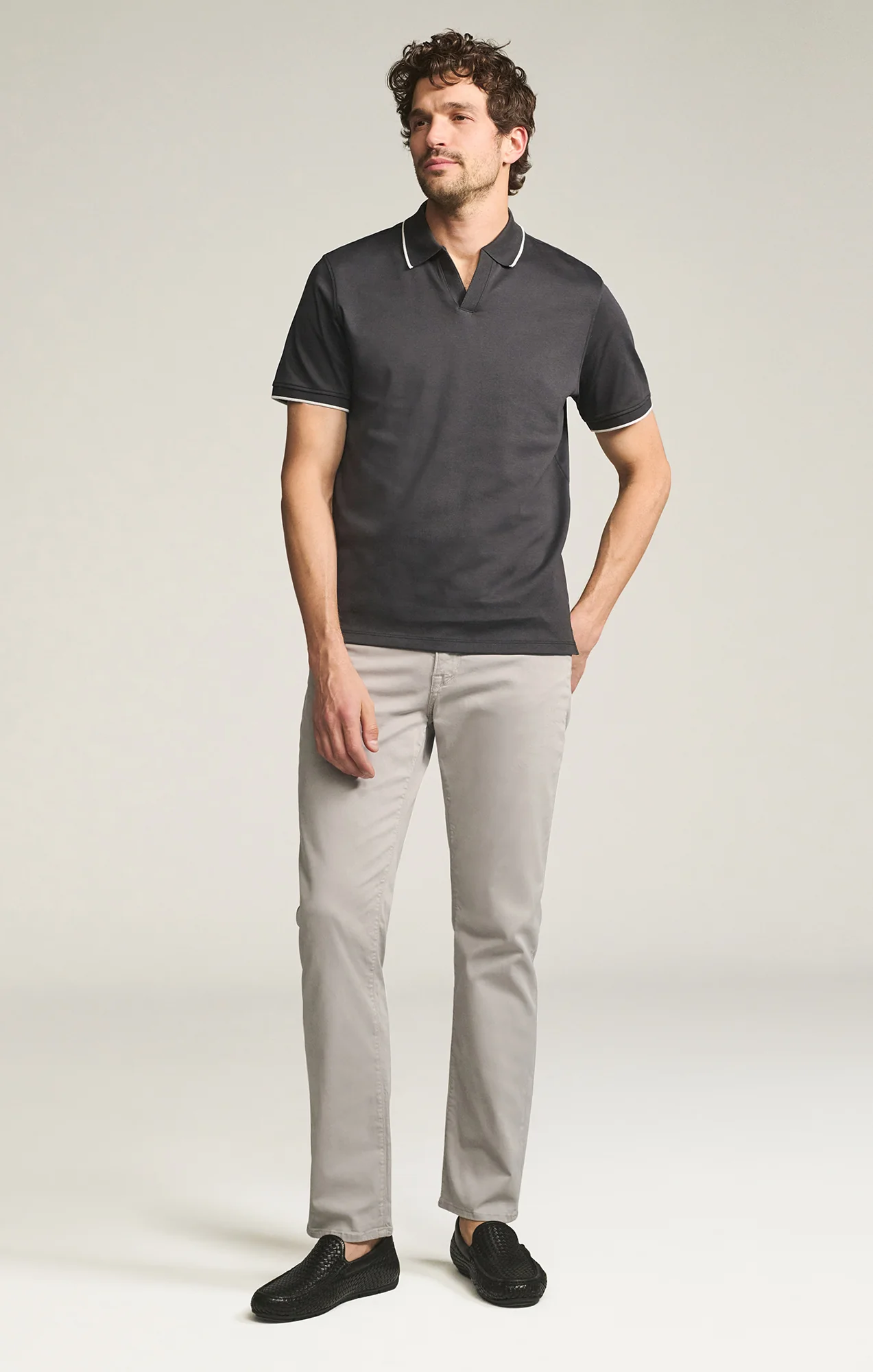 Charisma Relaxed Straight Pants in Cement Twill - Image 7