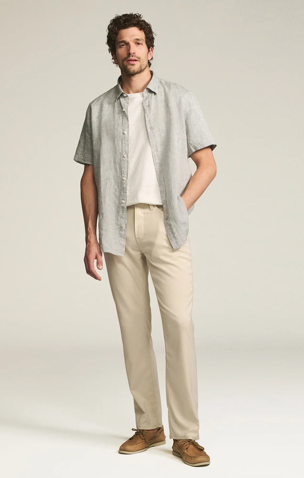 Charisma Relaxed Straight Pants in Cream Cross Twill - Image 7