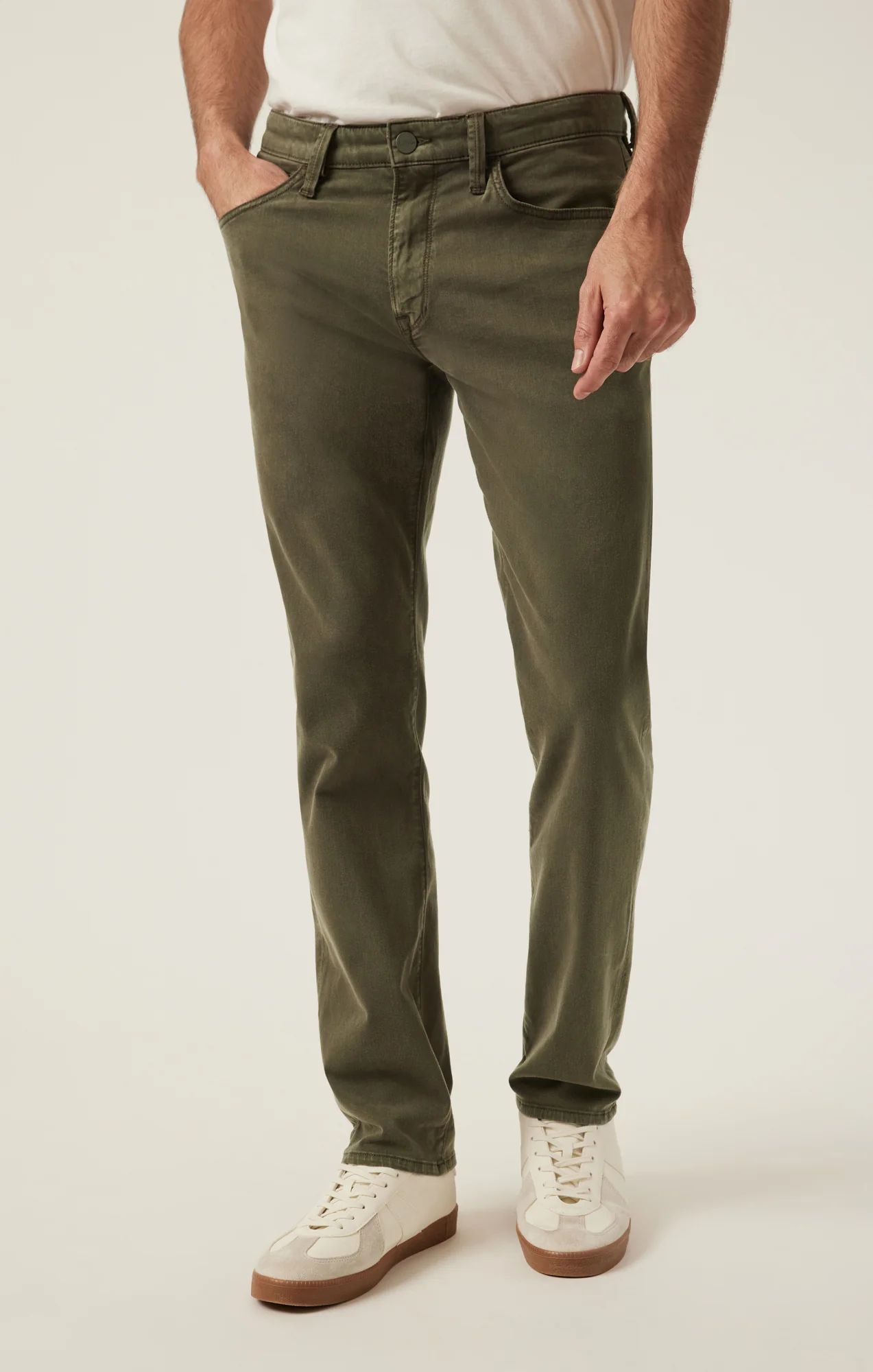 Charisma Relaxed Straight Pants in Dark Olive Twill - Image 3