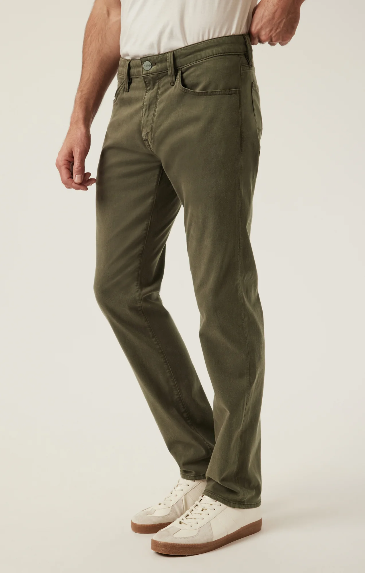 Charisma Relaxed Straight Pants in Dark Olive Twill - Image 4
