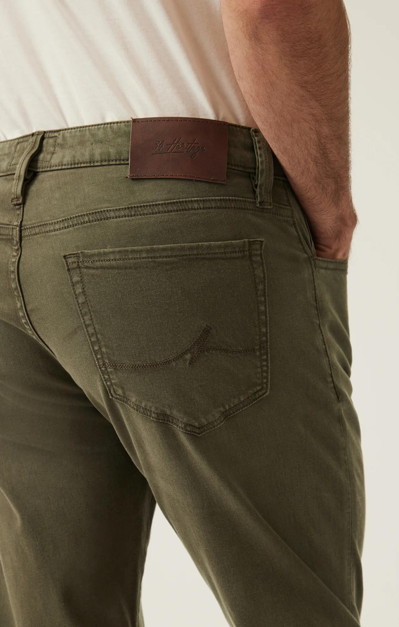 Charisma Relaxed Straight Pants in Dark Olive Twill - Image 6