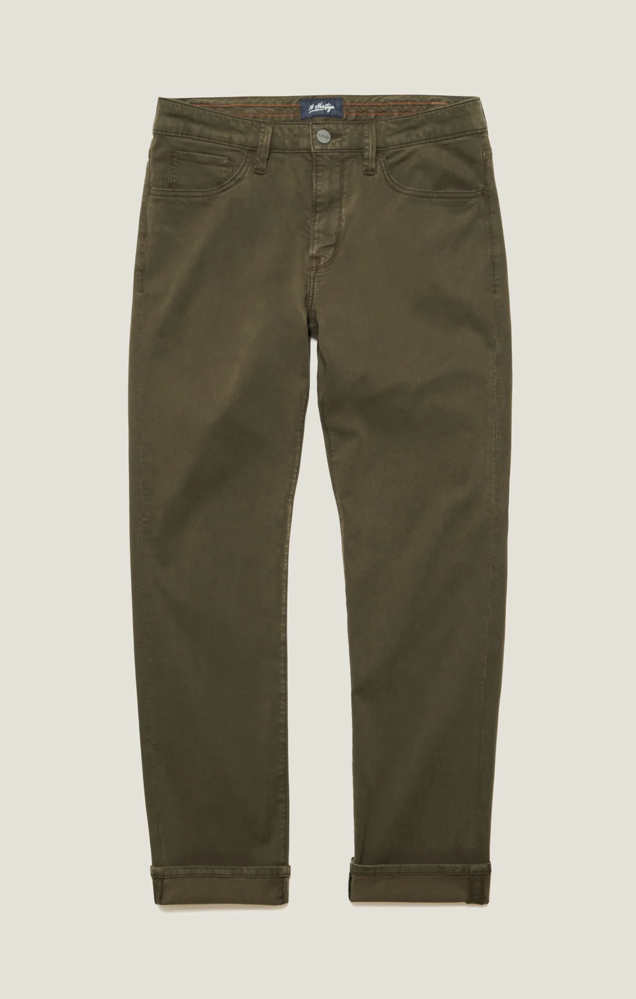 Charisma Relaxed Straight Pants in Dark Olive Twill - Image 7