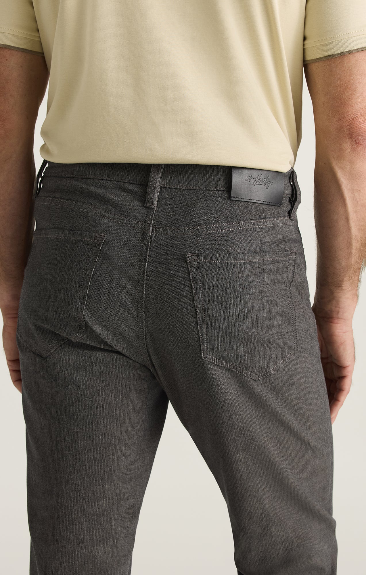 Charisma Relaxed Straight Pants in Grey Herringbone - Image 4