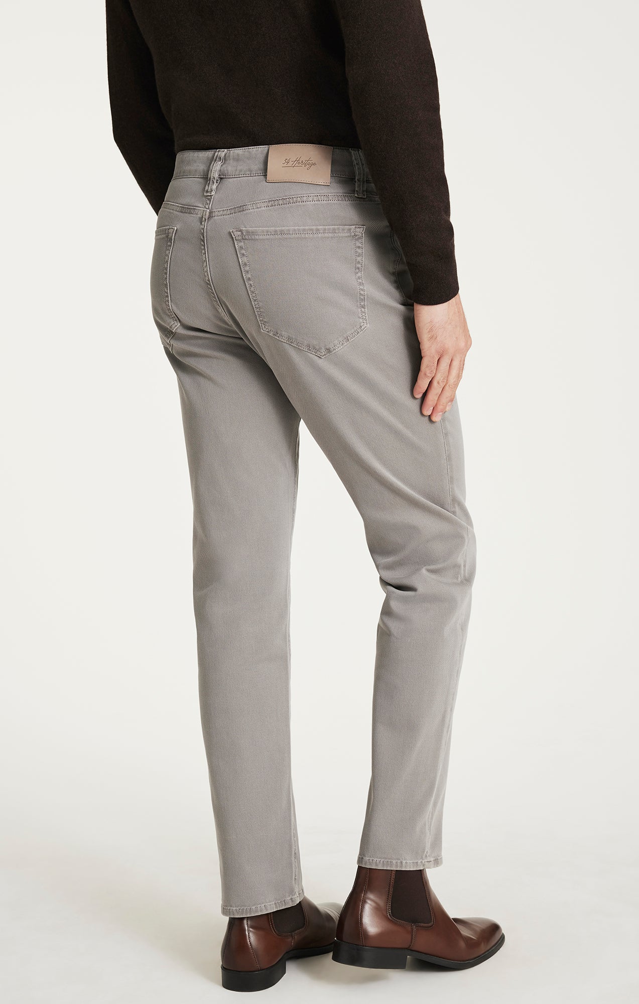 Charisma Relaxed Straight Pants in Grey Honeycomb - Image 4