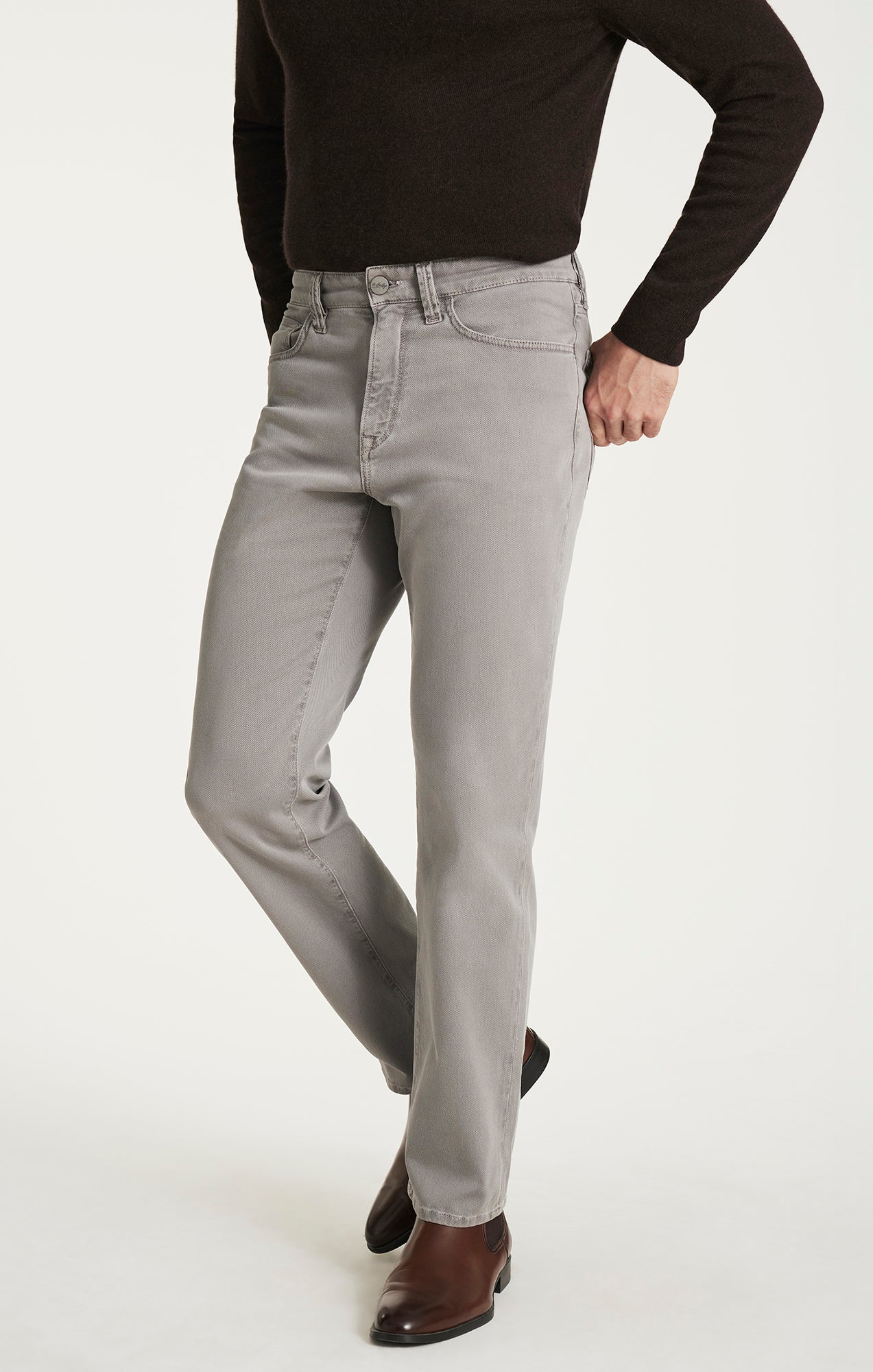 Charisma Relaxed Straight Pants in Grey Honeycomb - Image 5