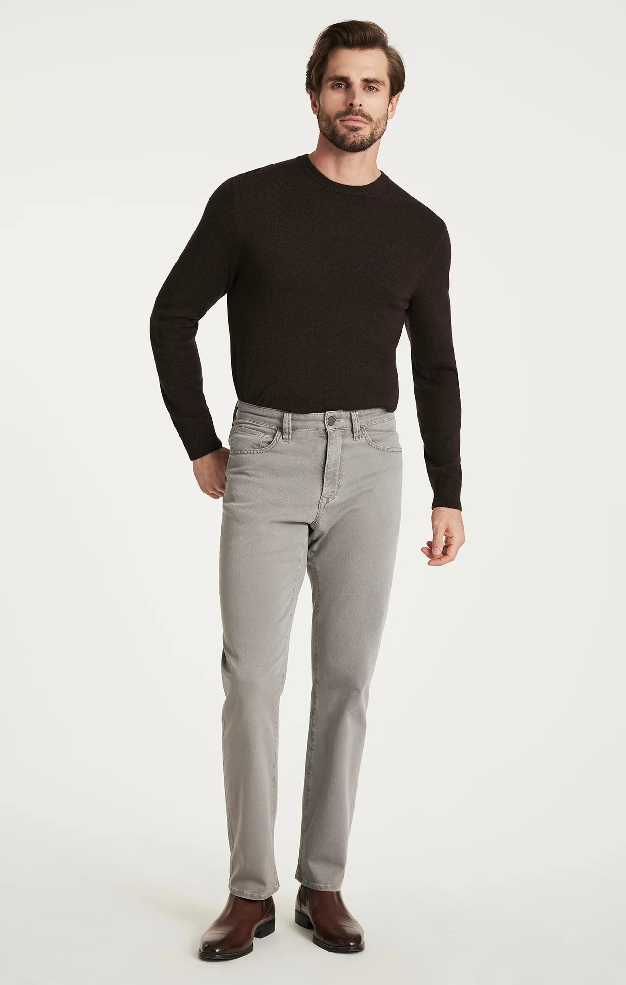 Charisma Relaxed Straight Pants in Grey Honeycomb - Image 6