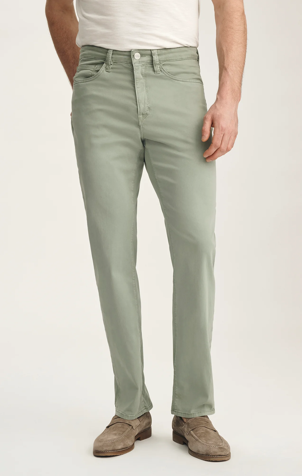Charisma Relaxed Straight Pants In Iceberg Green Twill - Image 2