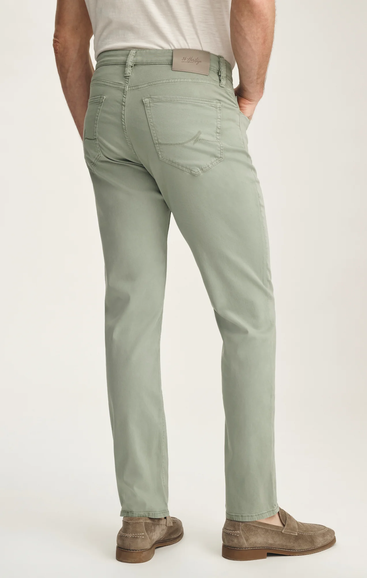 Charisma Relaxed Straight Pants In Iceberg Green Twill - Image 3