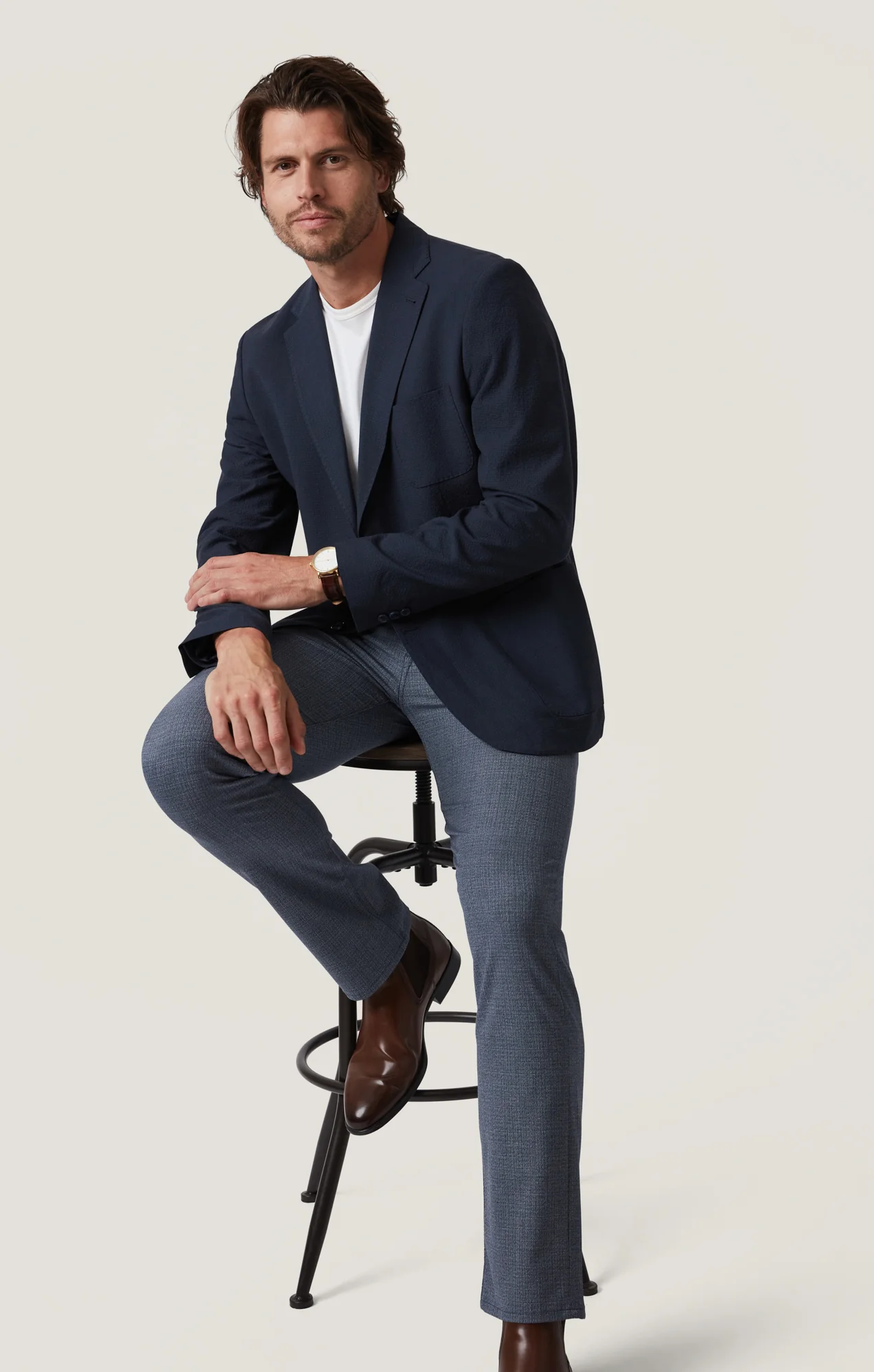 Charisma Relaxed Straight Pants in Navy Fancy - Image 6