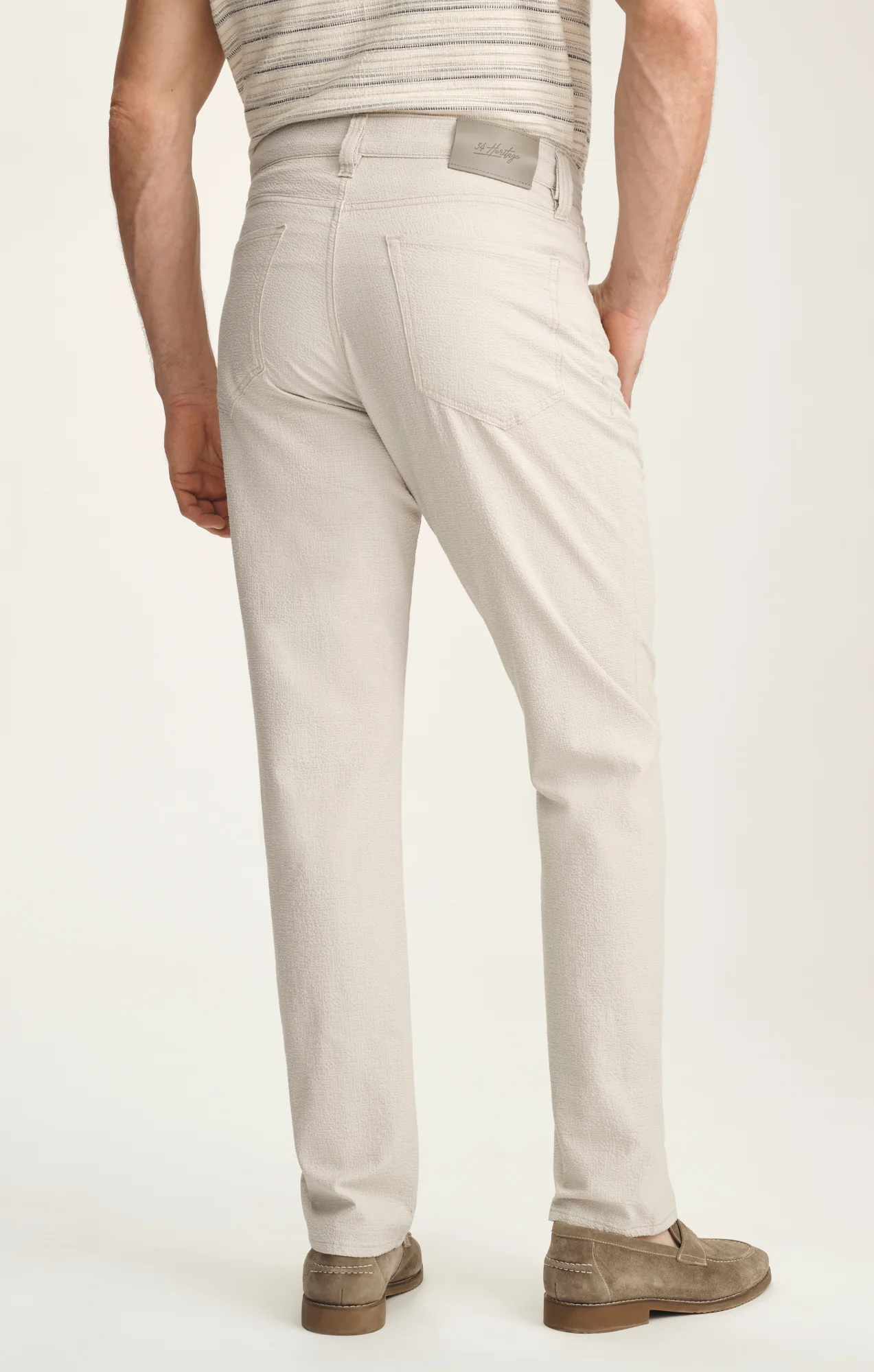 Charisma Relaxed Straight Pants In Stone Seersucker - Image 5