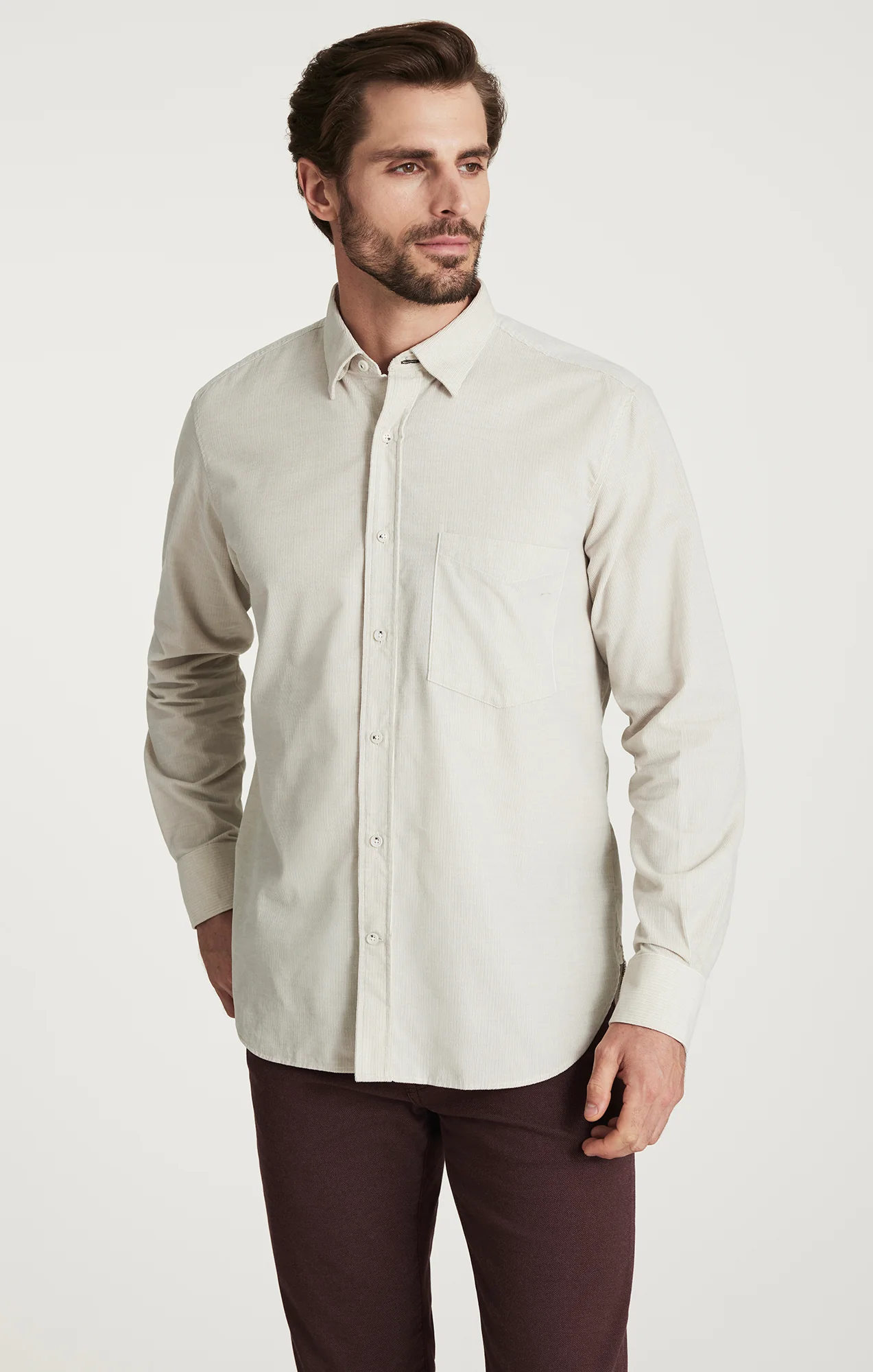 Corduroy Pocket Shirt in Beige - Image 2