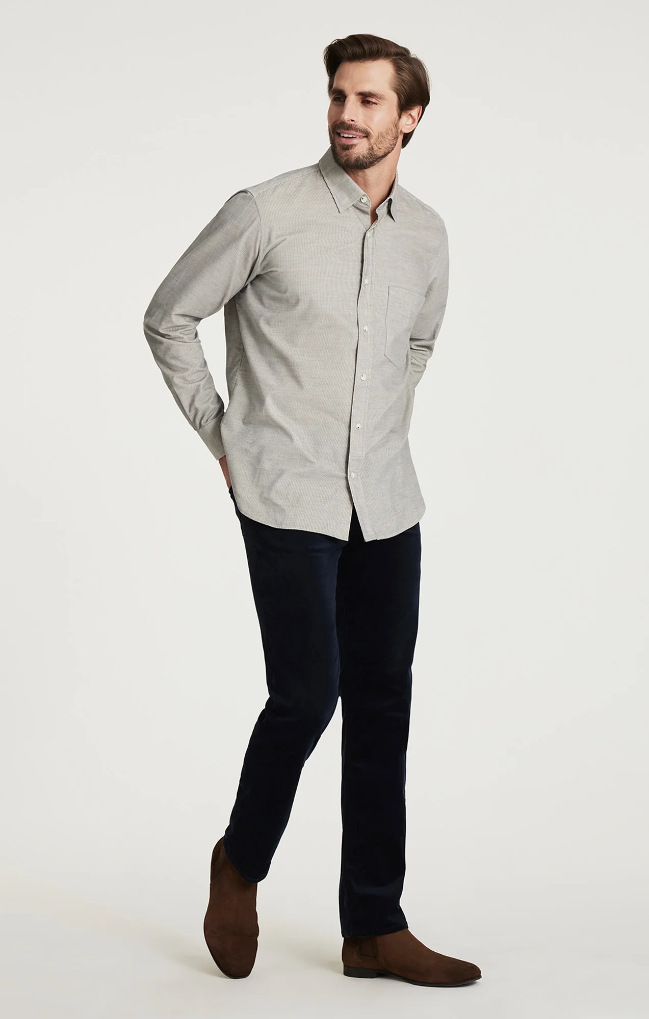 Corduroy Pocket Shirt in Grey - Image 4
