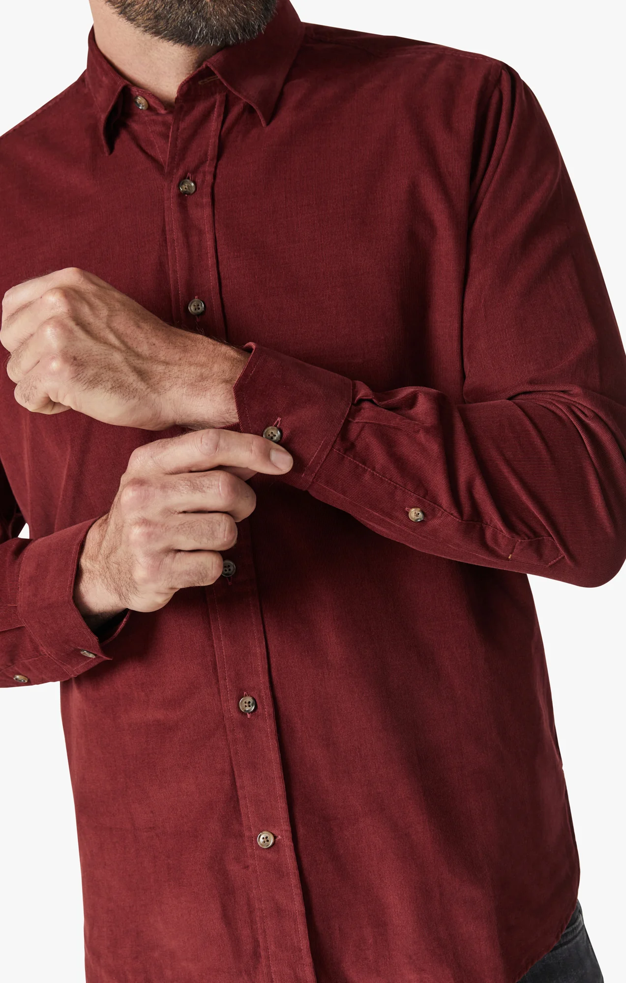Corduroy Shirt In Bordeaux - Image 6