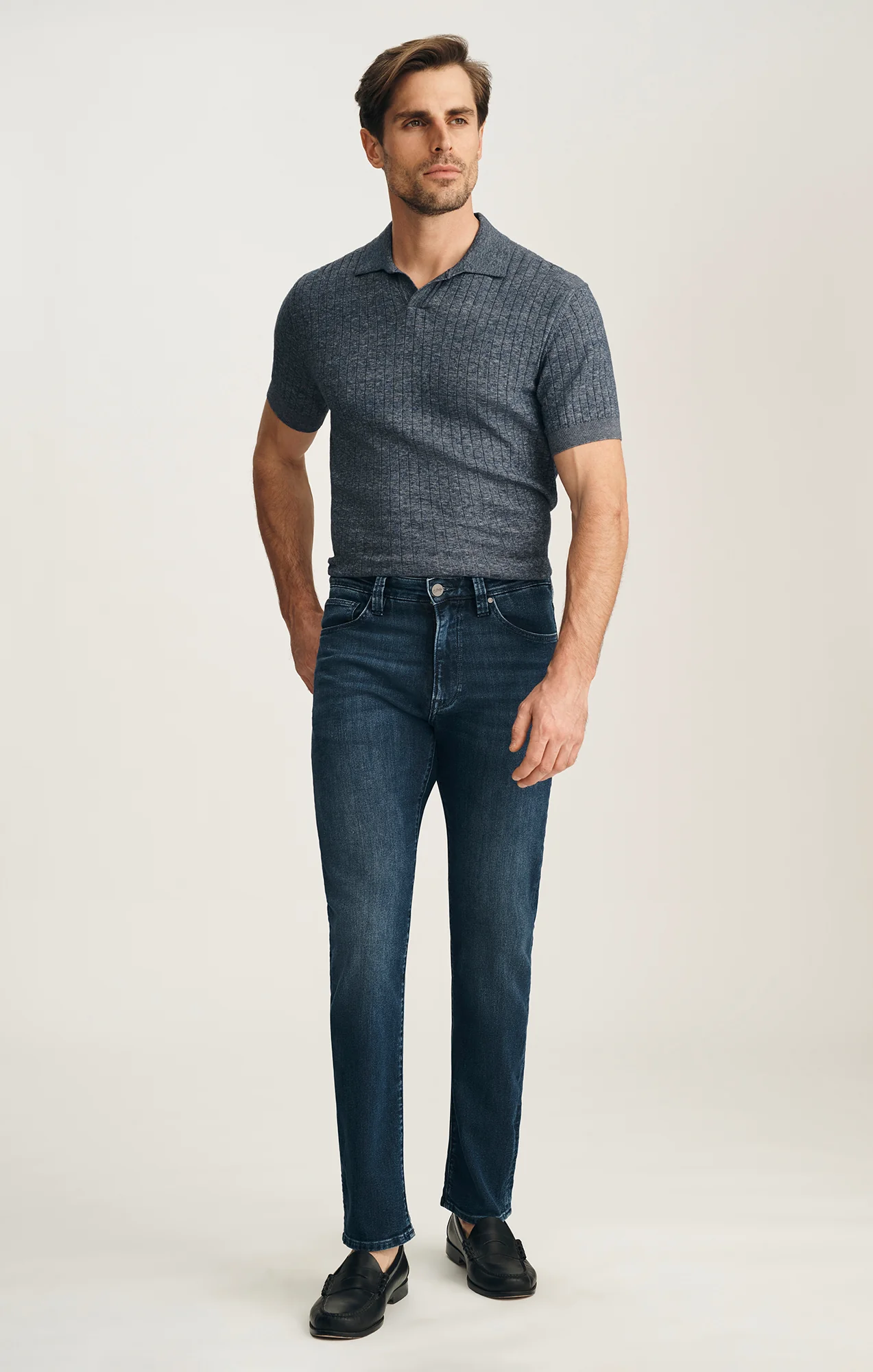 Courage Straight Leg Jeans In Deep Brushed Aerodenim