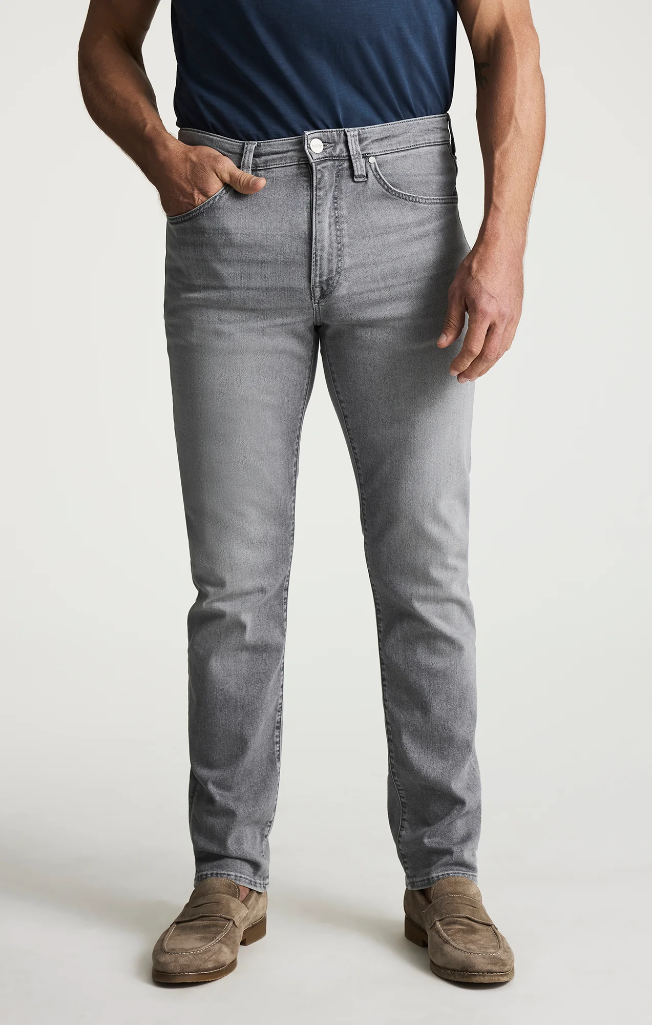 Courage Straight Leg Jeans In Light Smoke Brushed Urban - Image 2