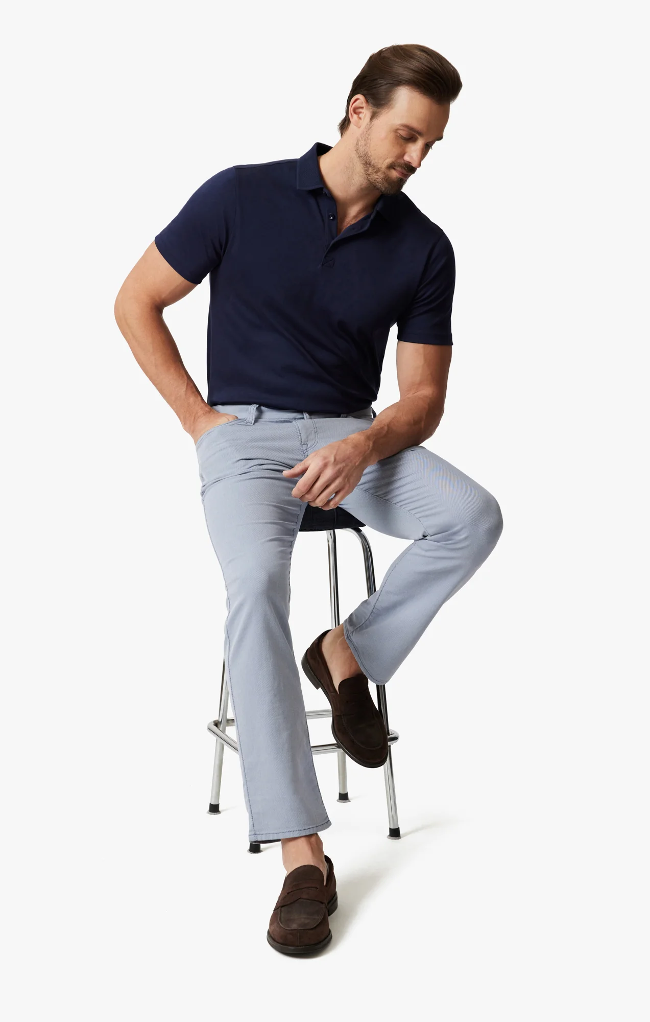 Courage Straight Leg Pants In Blue Refined Twill - Image 6