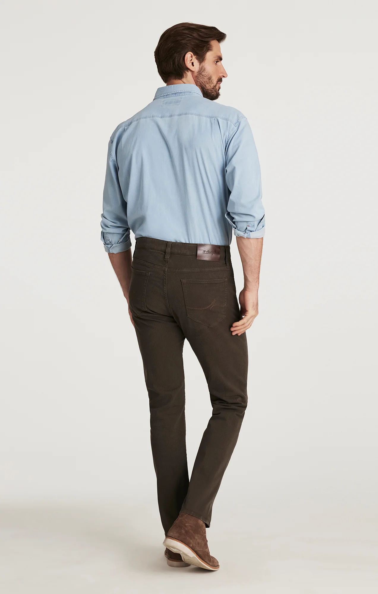 Courage Straight Leg Pants in Brown Diagonal - Image 3