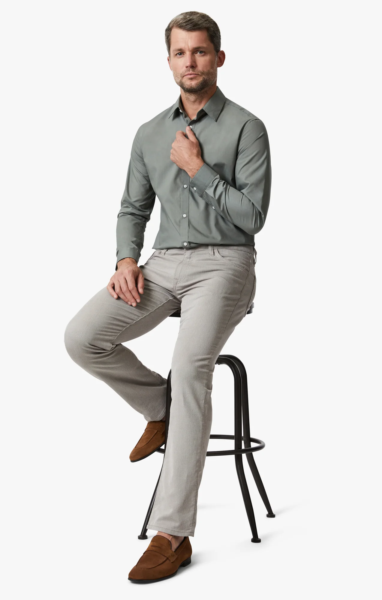 Courage Straight Leg Pants In Brown Refined Twill - Image 6