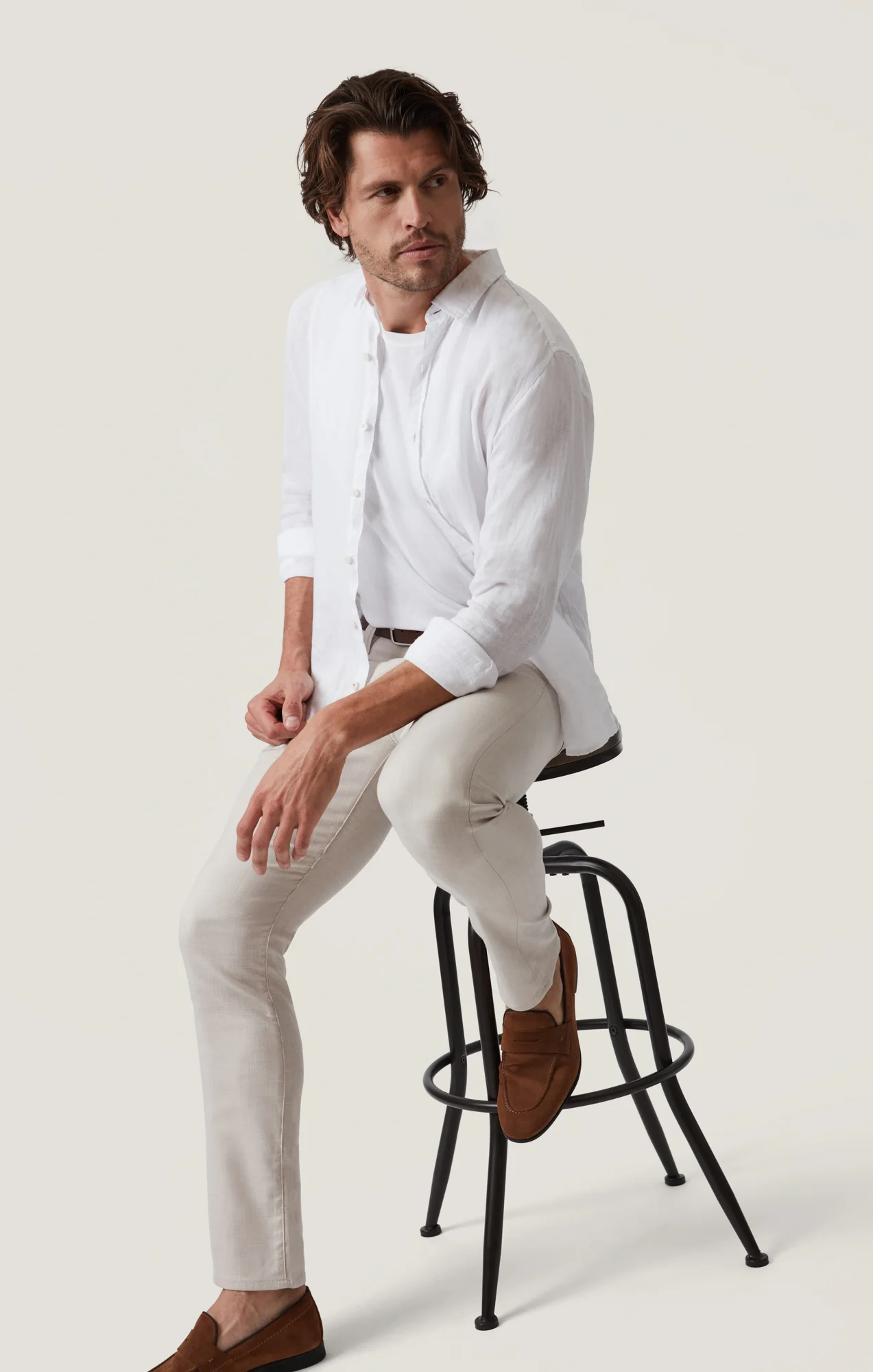 Courage Straight Leg Pants in Cream Cross Twill - Image 6