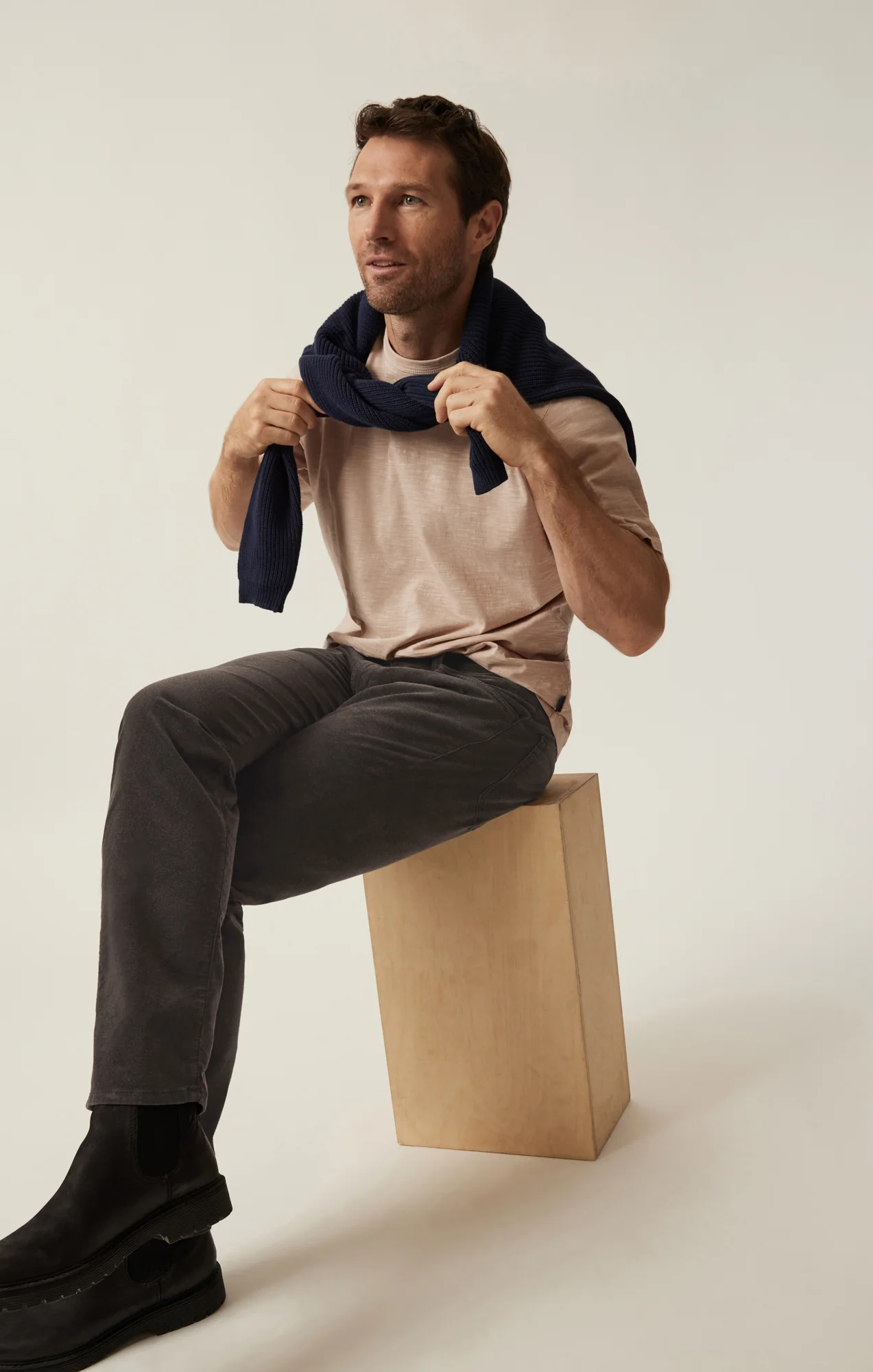 Courage Straight Leg Pants in Dark Olive Moleskin - Image 6