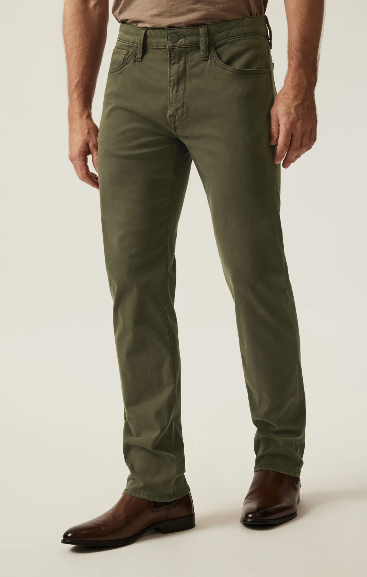 Courage Straight Leg Pants in Dark Olive Twill - Image 2