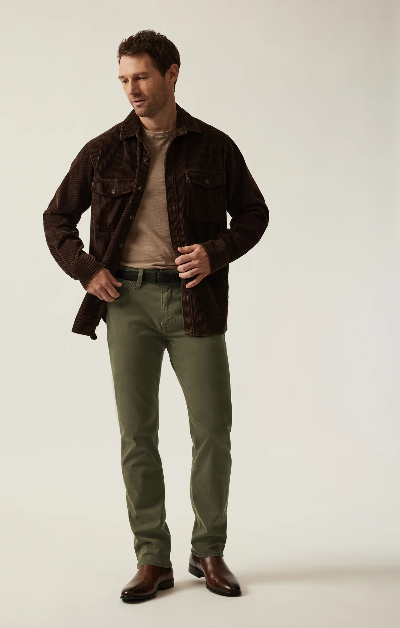 Courage Straight Leg Pants in Dark Olive Twill - Image 4